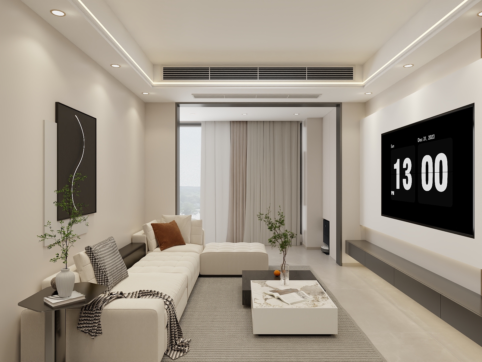 吴爽-现代简约风格三室设计装修效果图