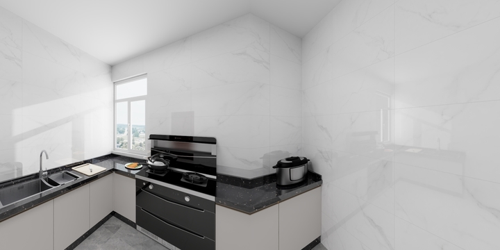 中睿板川整装设计-张思强-黄金村-厨房效果图-装修设计方案