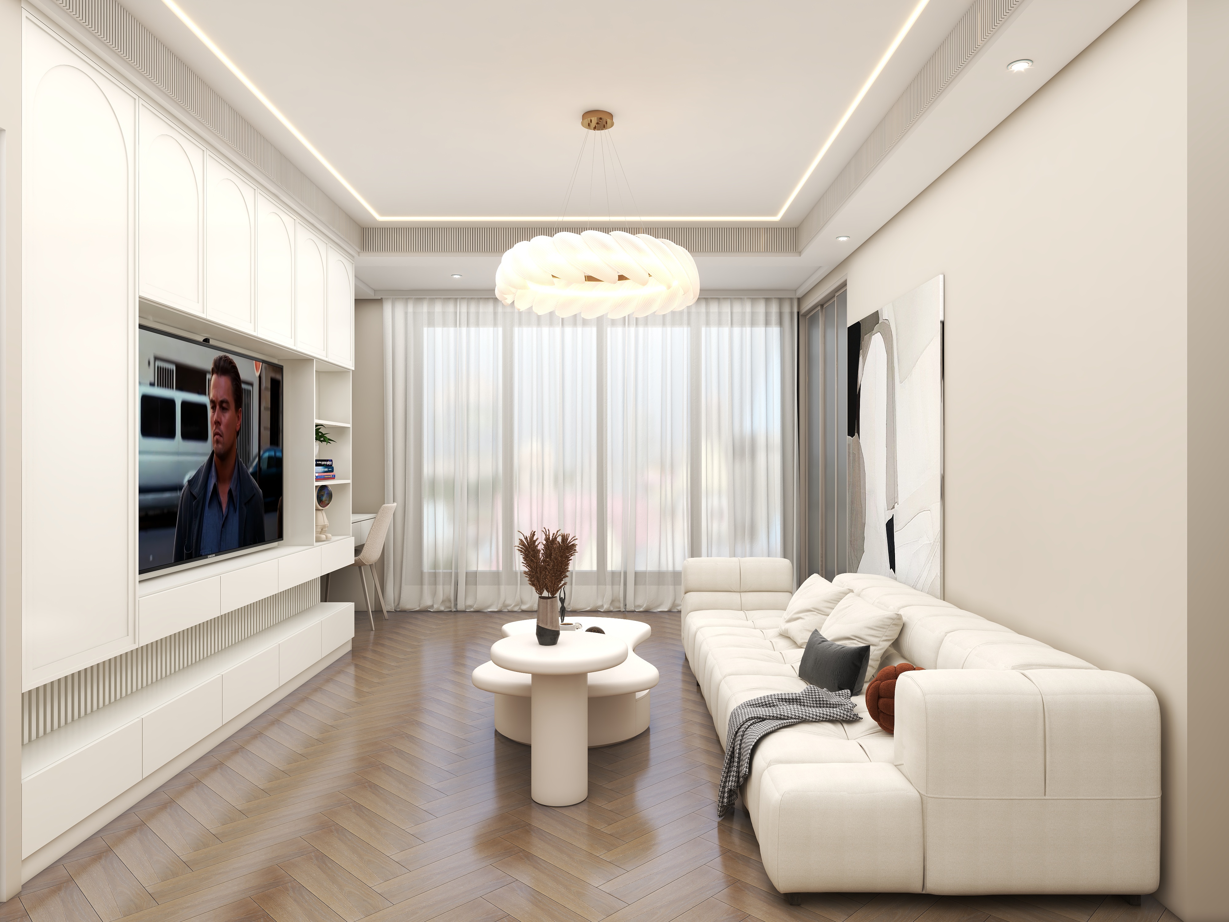 壹诺设计工作室-92㎡3室-法式简约装修效果图