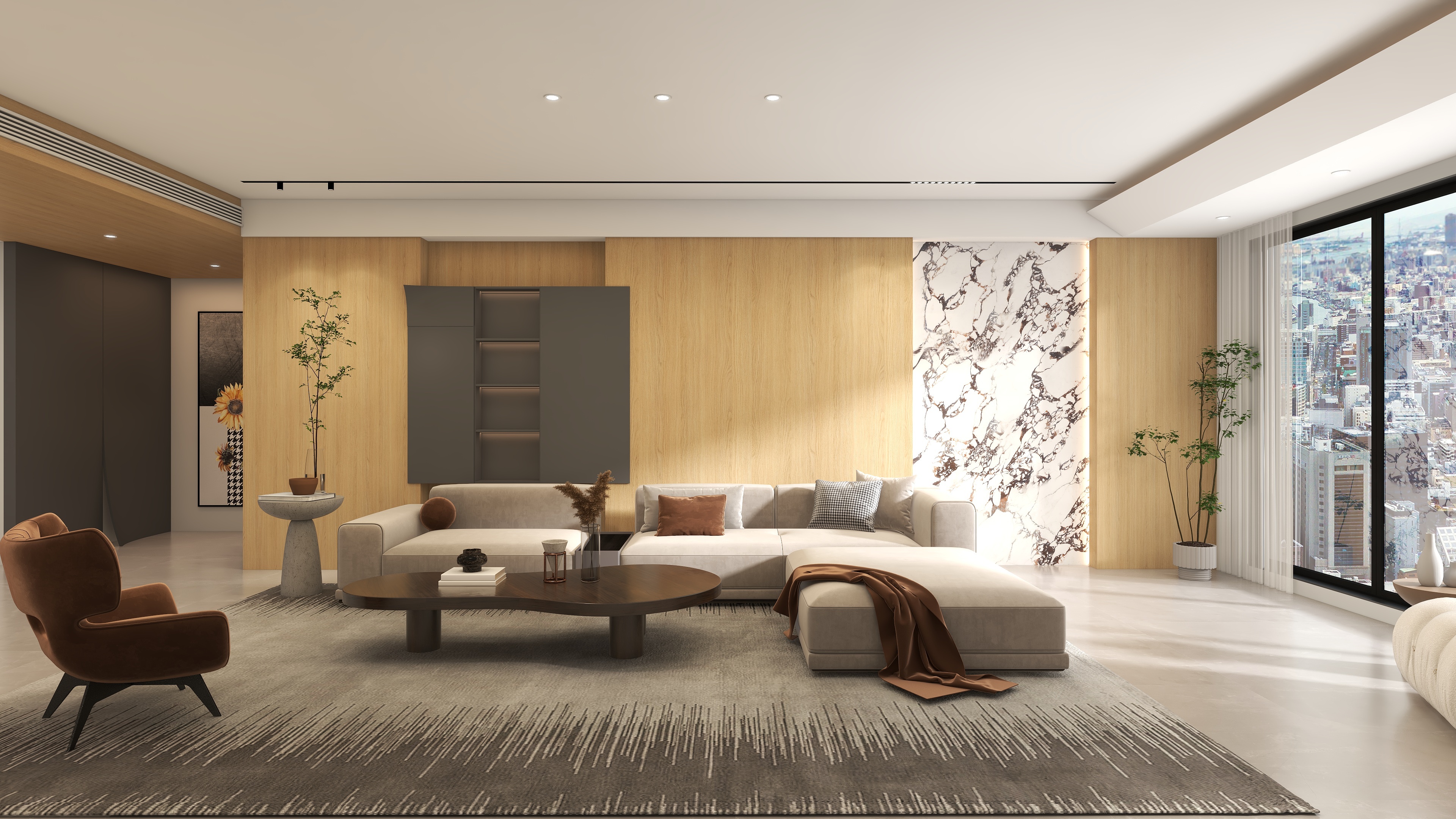 艾瑞卡全屋定制1-维琴察橡木+银灰石板+比利时奶油白+布鲁克林绿-装修设计方案