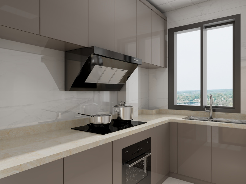 Modern Gray Kitchen with Efficient Layout