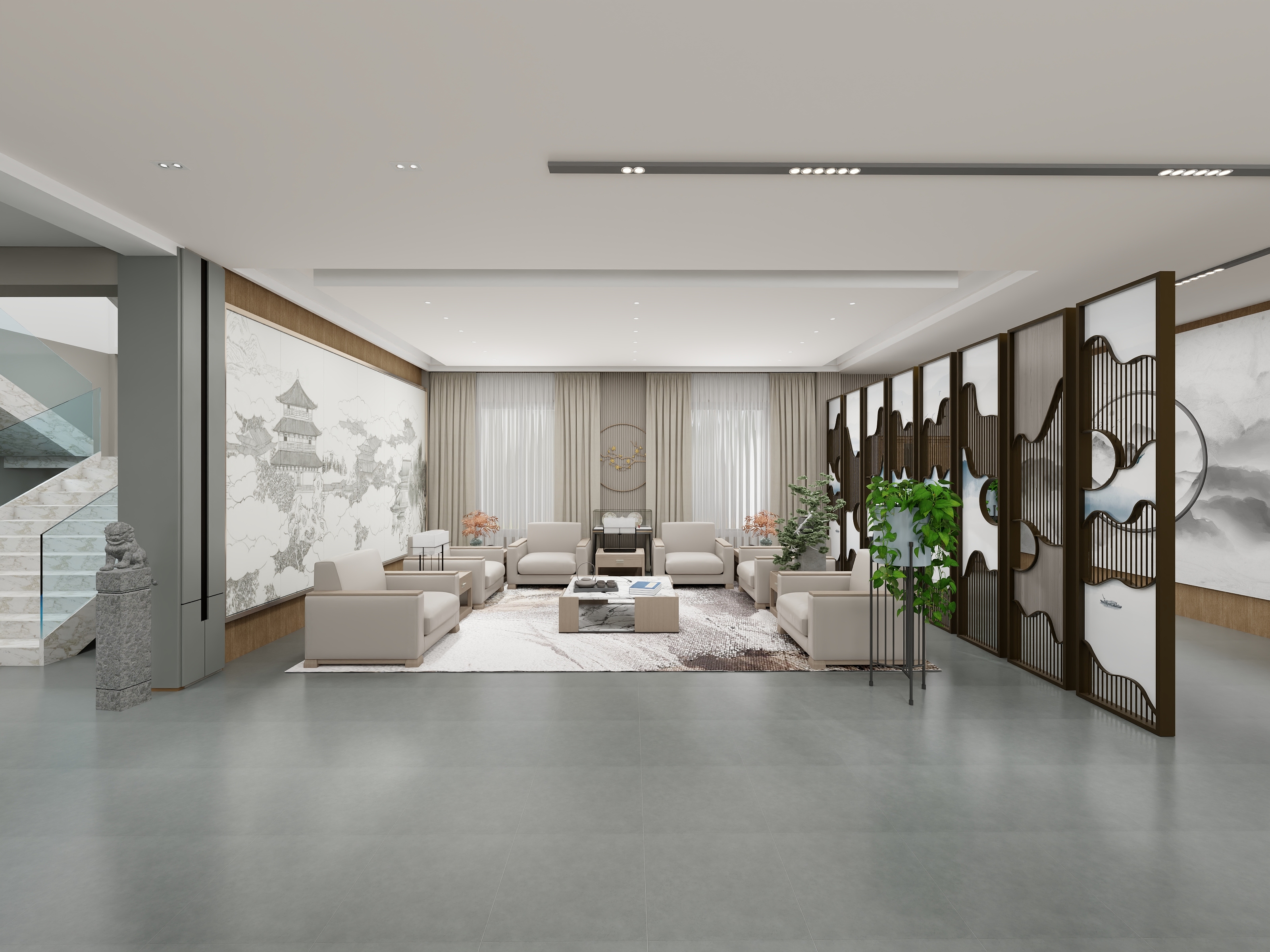 梵渡设计-辦公區727㎡1室-装修设计方案