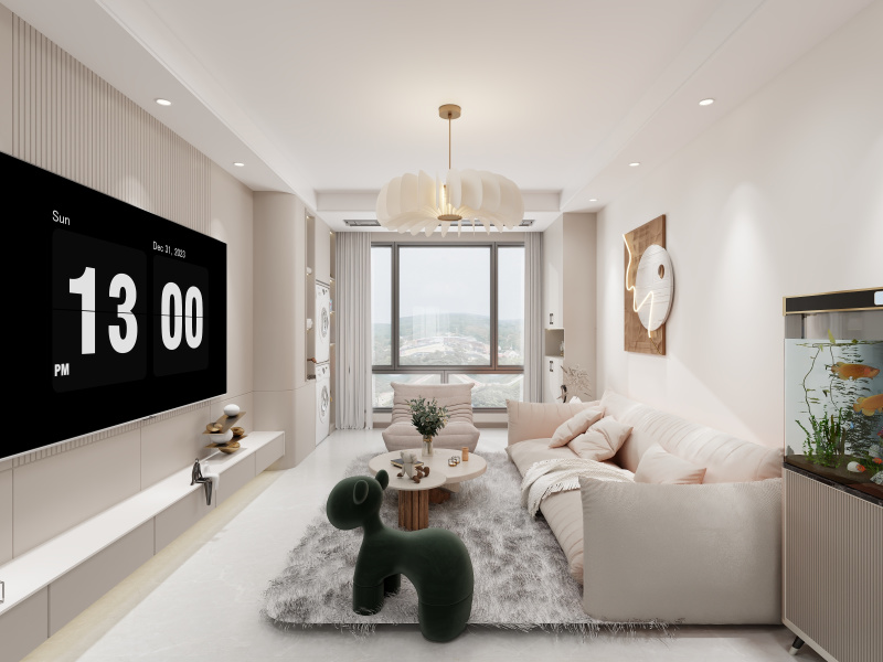 Modern Creamy Living Room with Cozy Touches