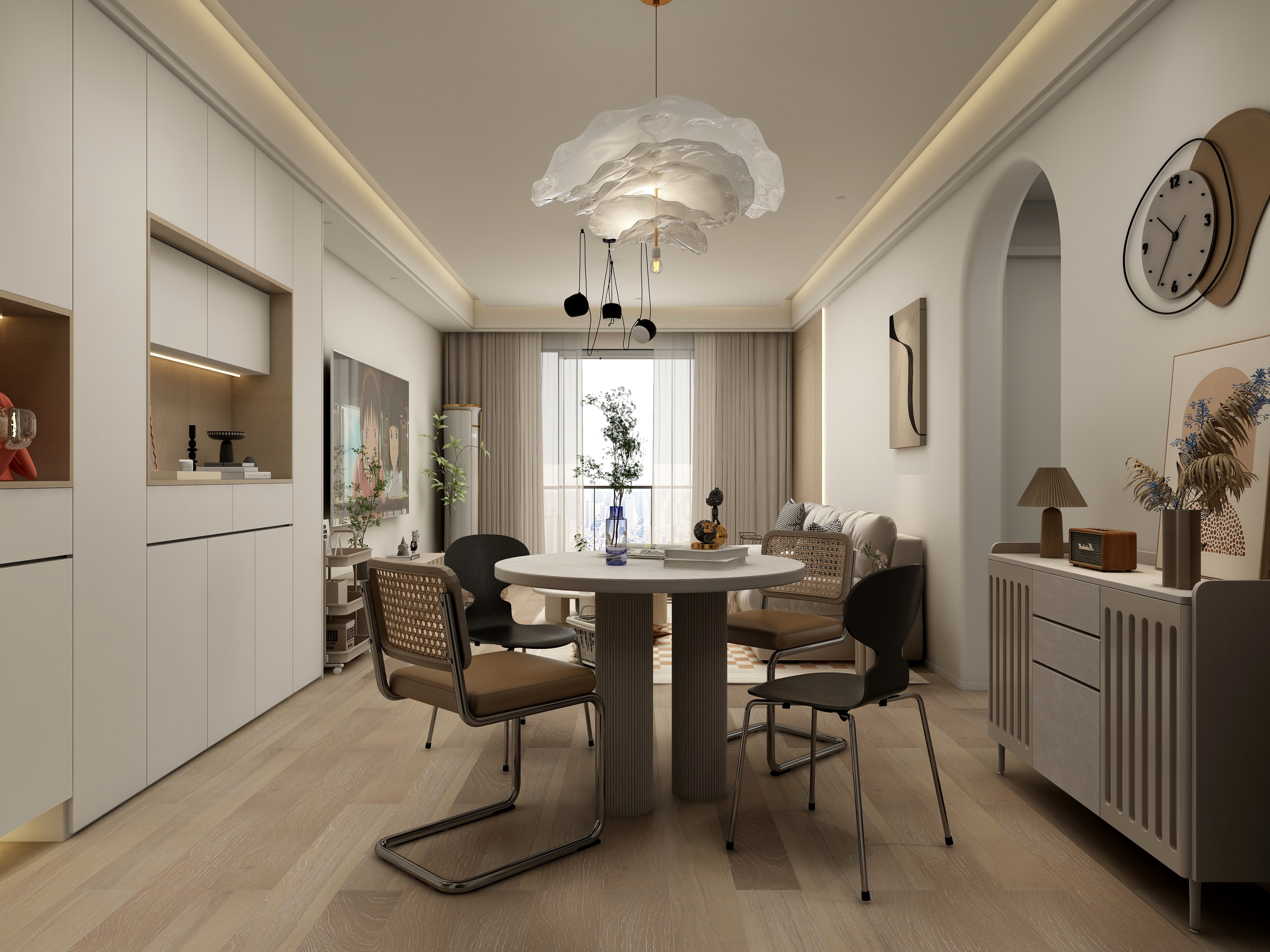 张煜强煜境设计-101平米原木奶油三房装修效果图