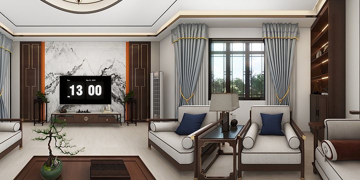 Lm2-光山别墅连廊二楼吊顶-装修设计方案