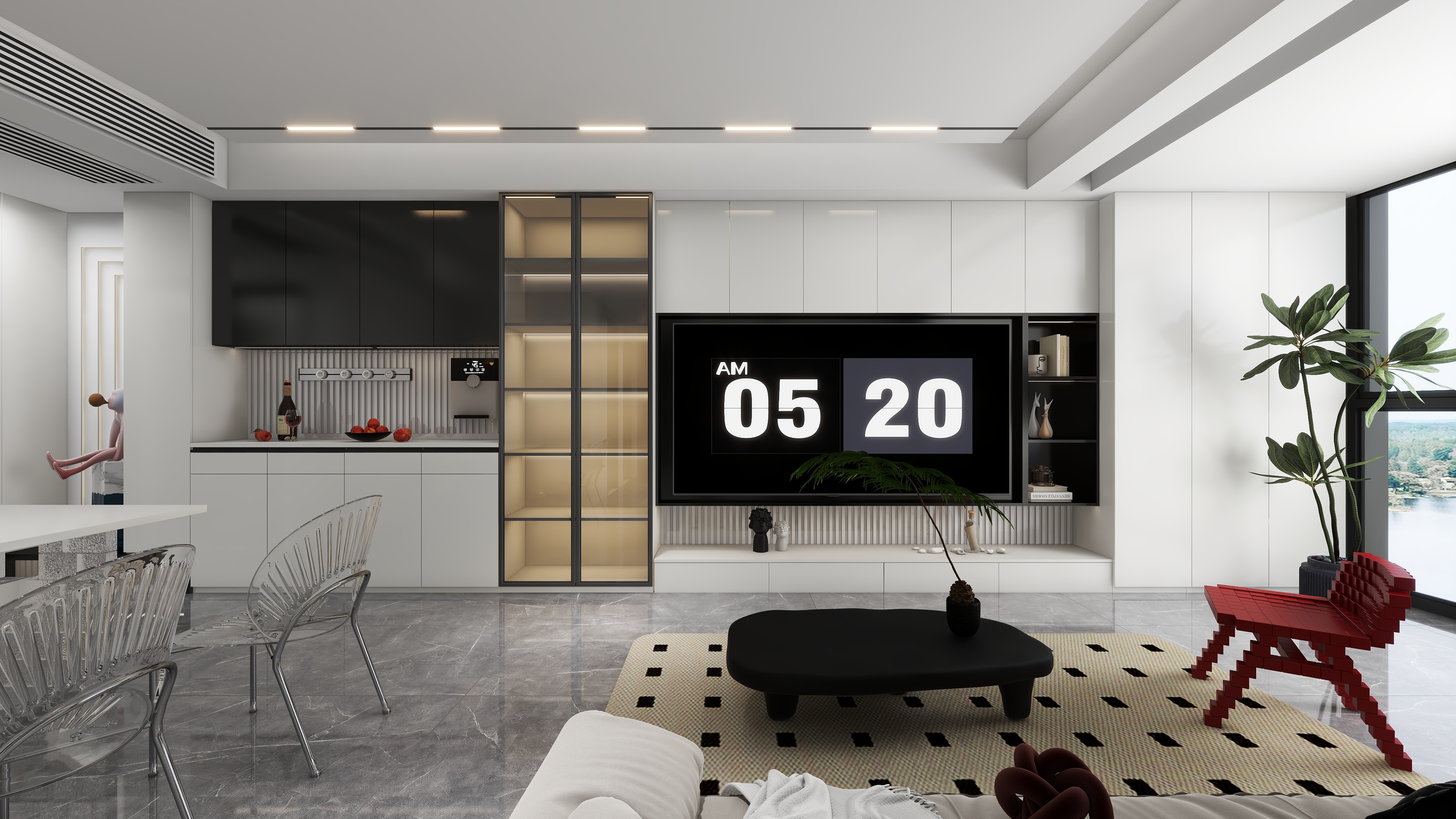 青檬家居-上坤华景川云栖宸园  红色厨房和柜子-装修设计方案