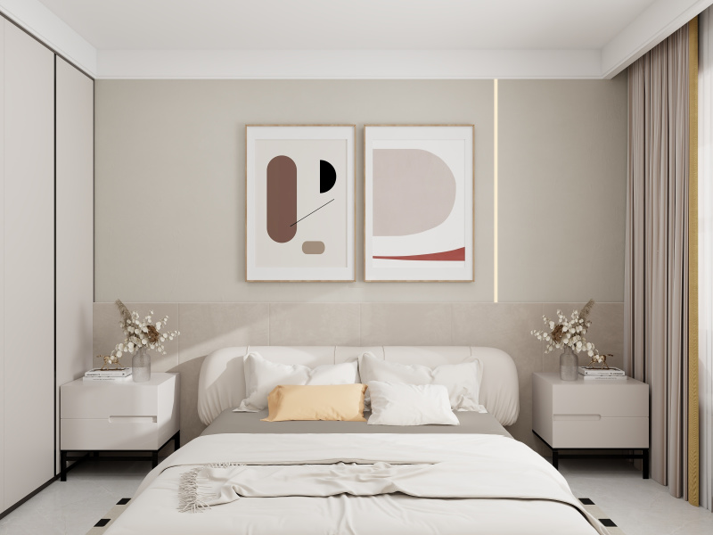 Modern Minimalist Bedroom with Creamy Beige Tones
