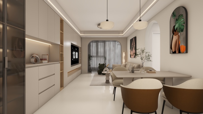 Modern Minimalist Creamy Living Room