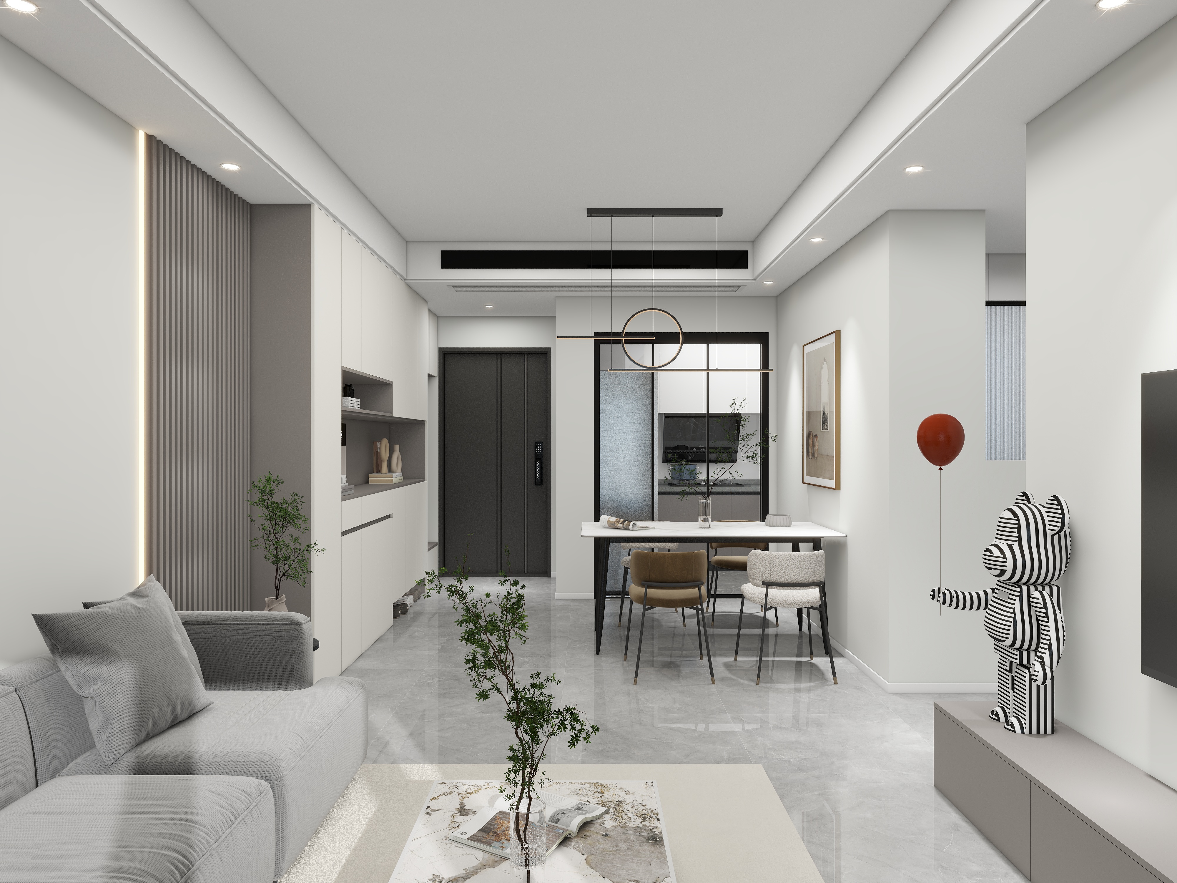 全景VIP设计-现代简约91㎡3室装修效果图