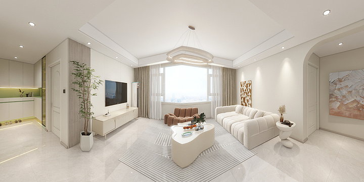 室内装饰全案设计-中海盛世城世安府奶油风-装修设计方案