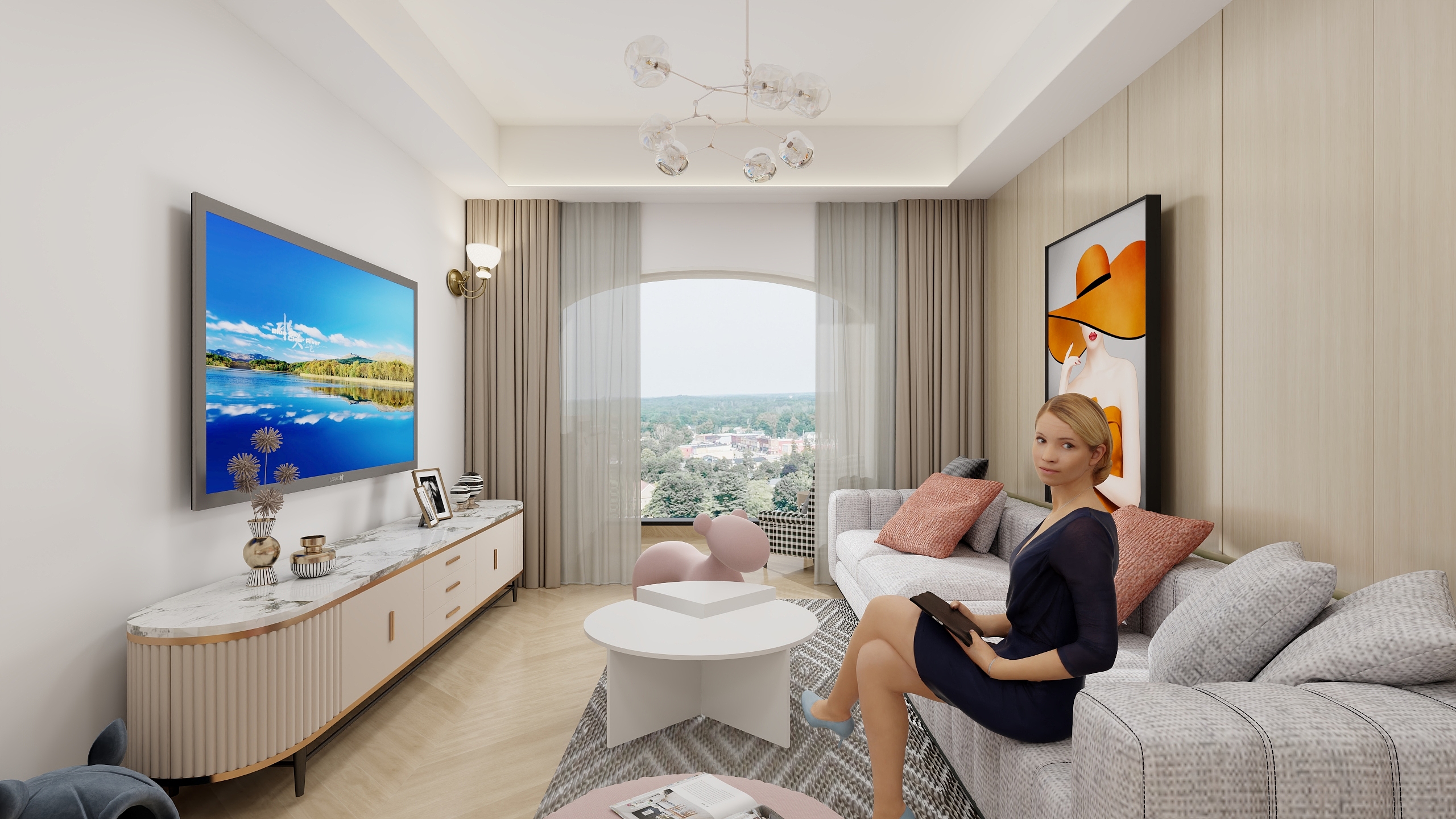 丶蔚蓝-海德公园80㎡3室-装修设计方案