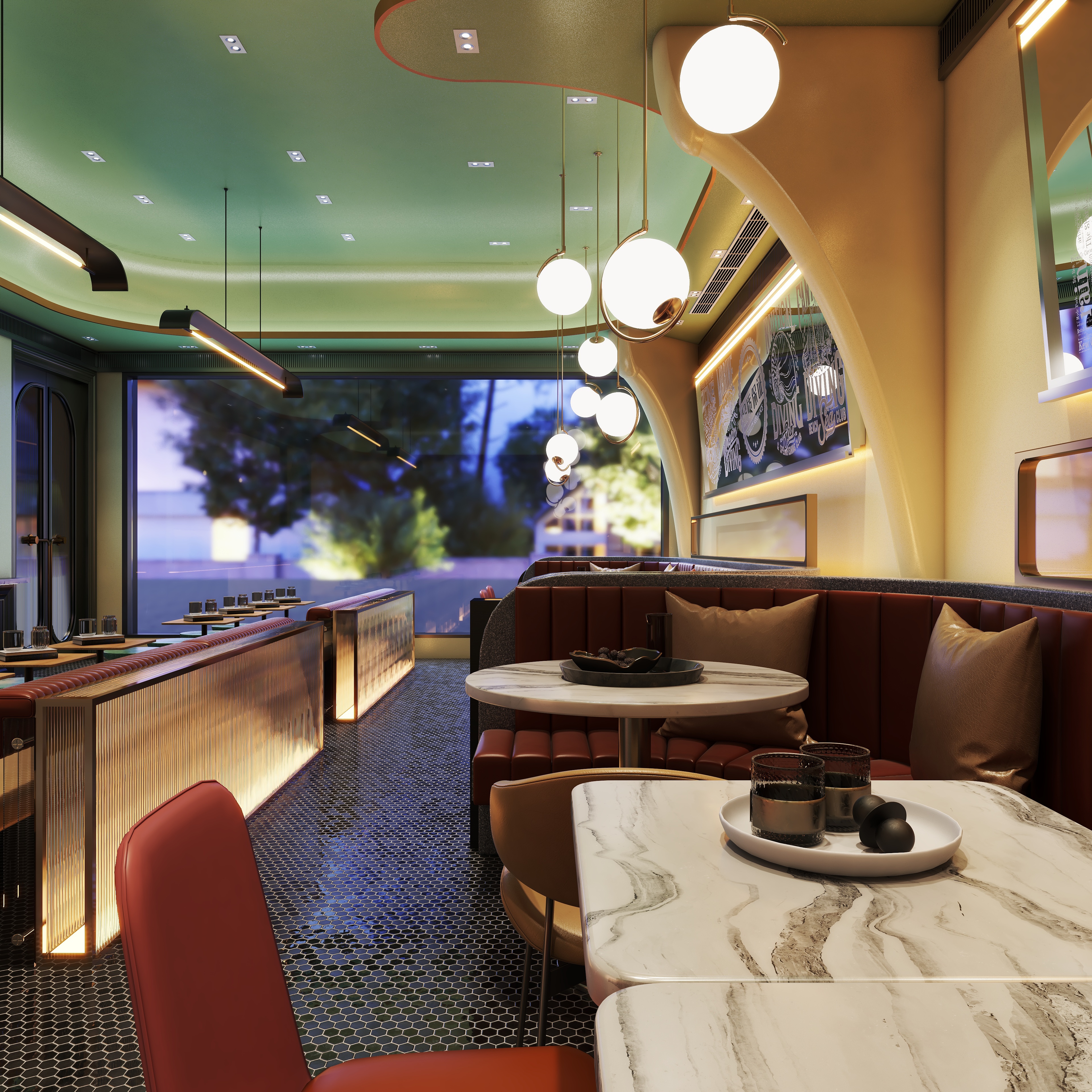 邹偕毓-海派轻奢-220方精品卤味装修效果图