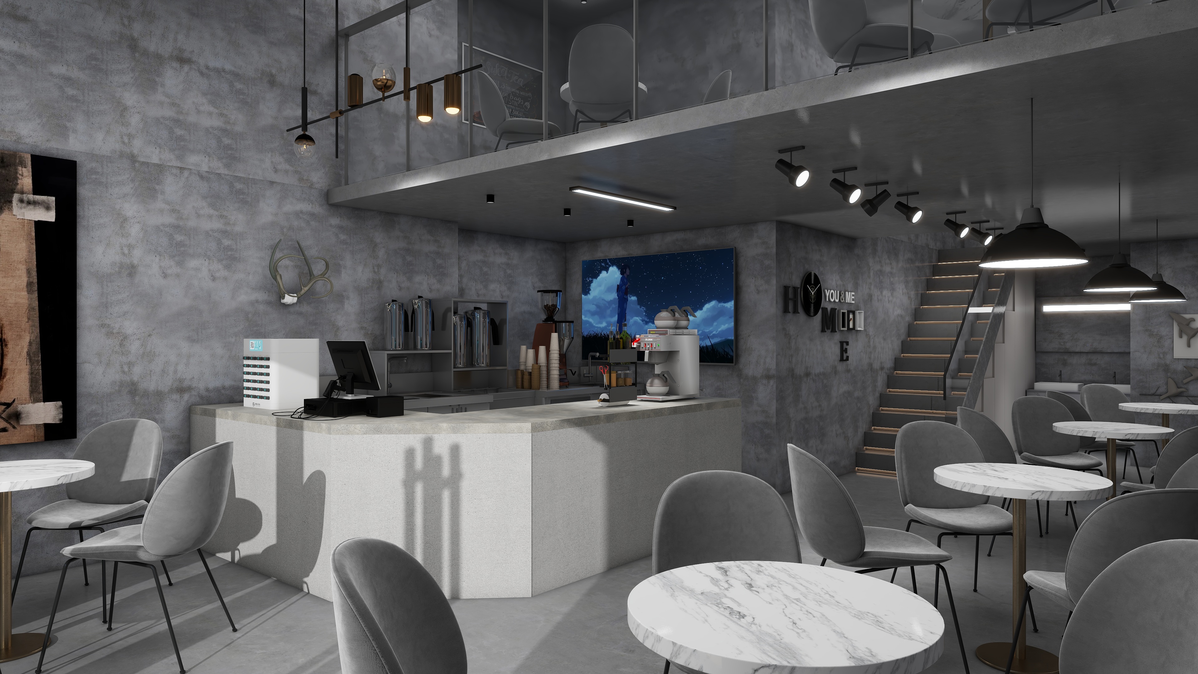 谭威-工业风金地仰云奶茶店-装修设计方案