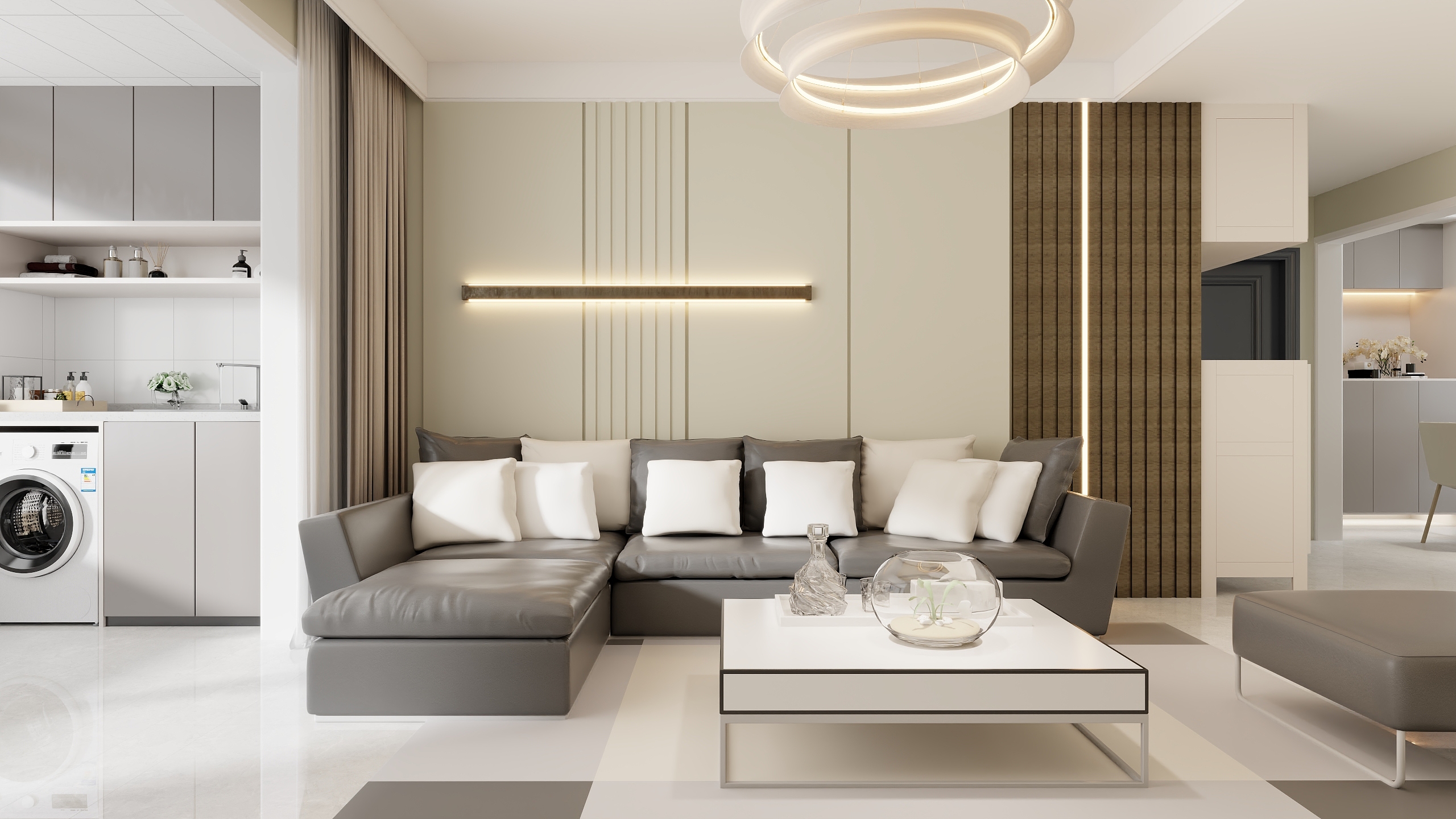 橙慕仙-现代简约风格120平装修效果图