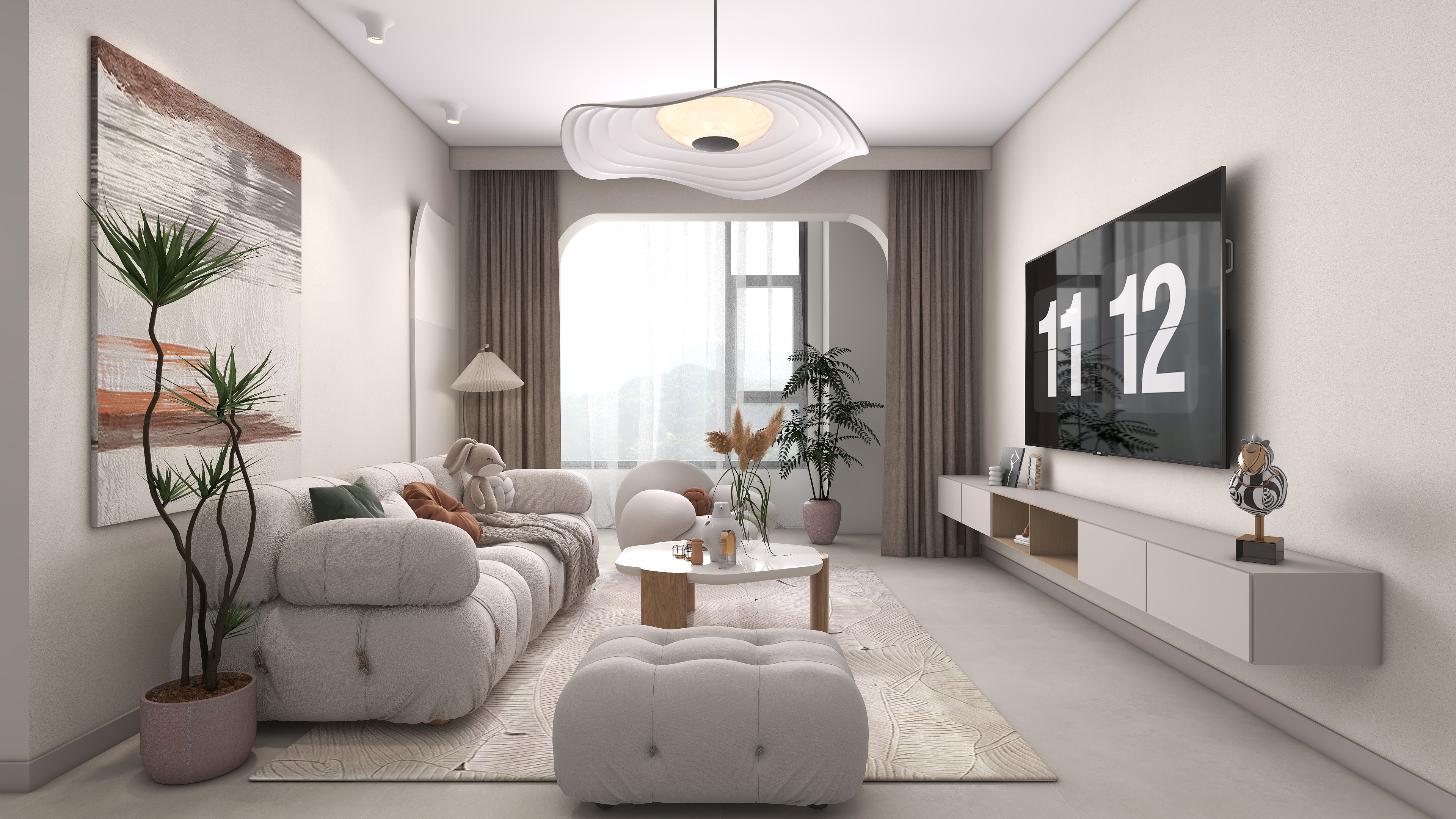 星空设计工作室design-奶油102㎡3室装修效果图