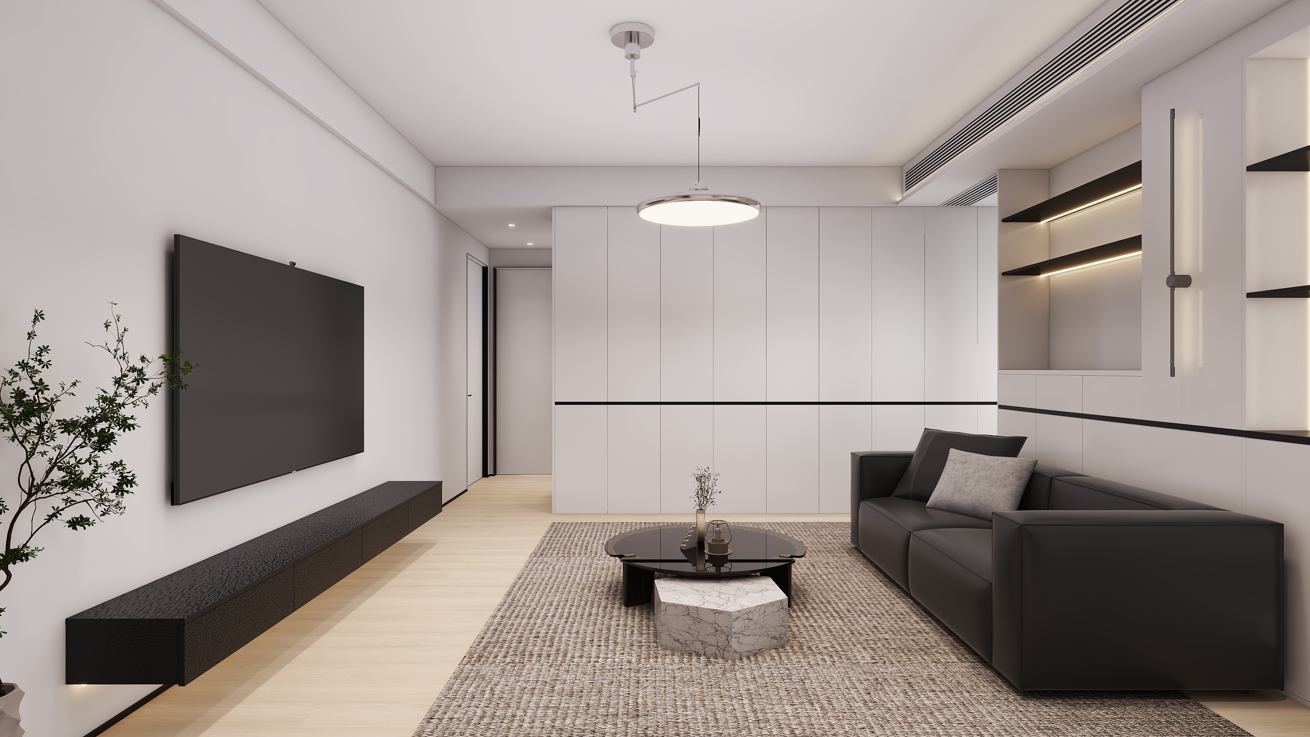 超级有范空间设计-意式黑白灰|121㎡|三室-装修设计方案