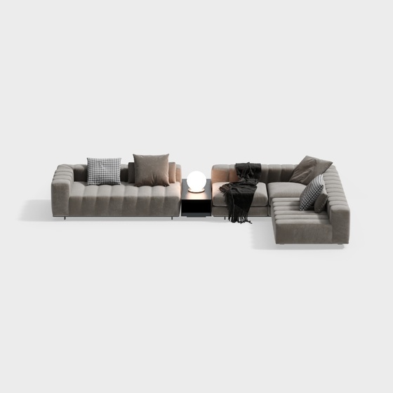 Italian minimalist L-shaped multi-person sofa