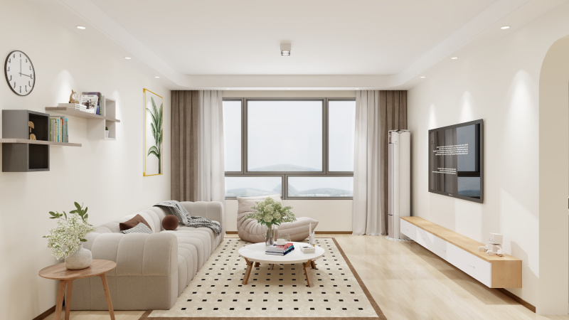 Creamy Minimalist Living Room with Elegant Decor