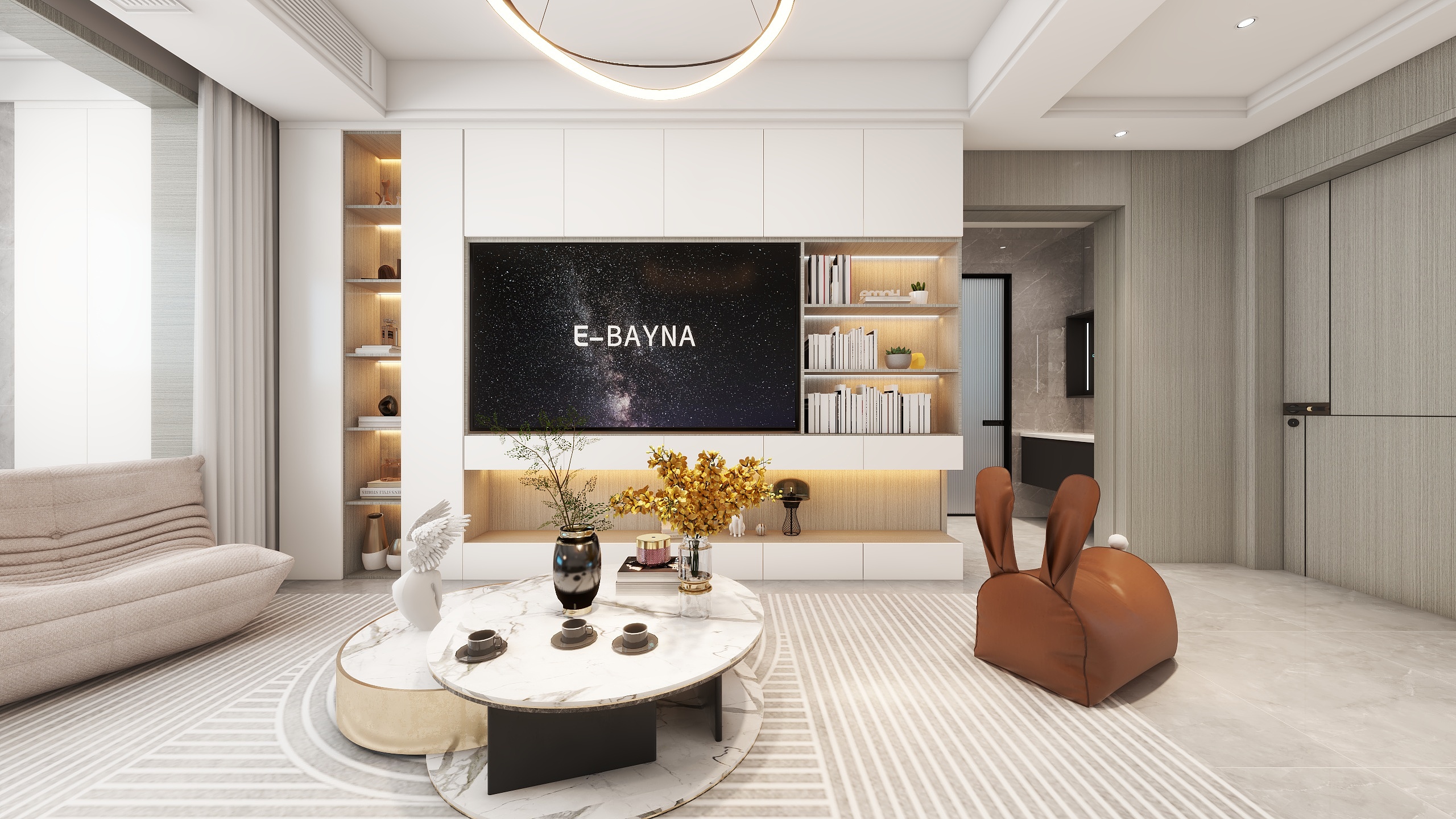 莫言空间设计-现代轻奢--96㎡2室装修效果图