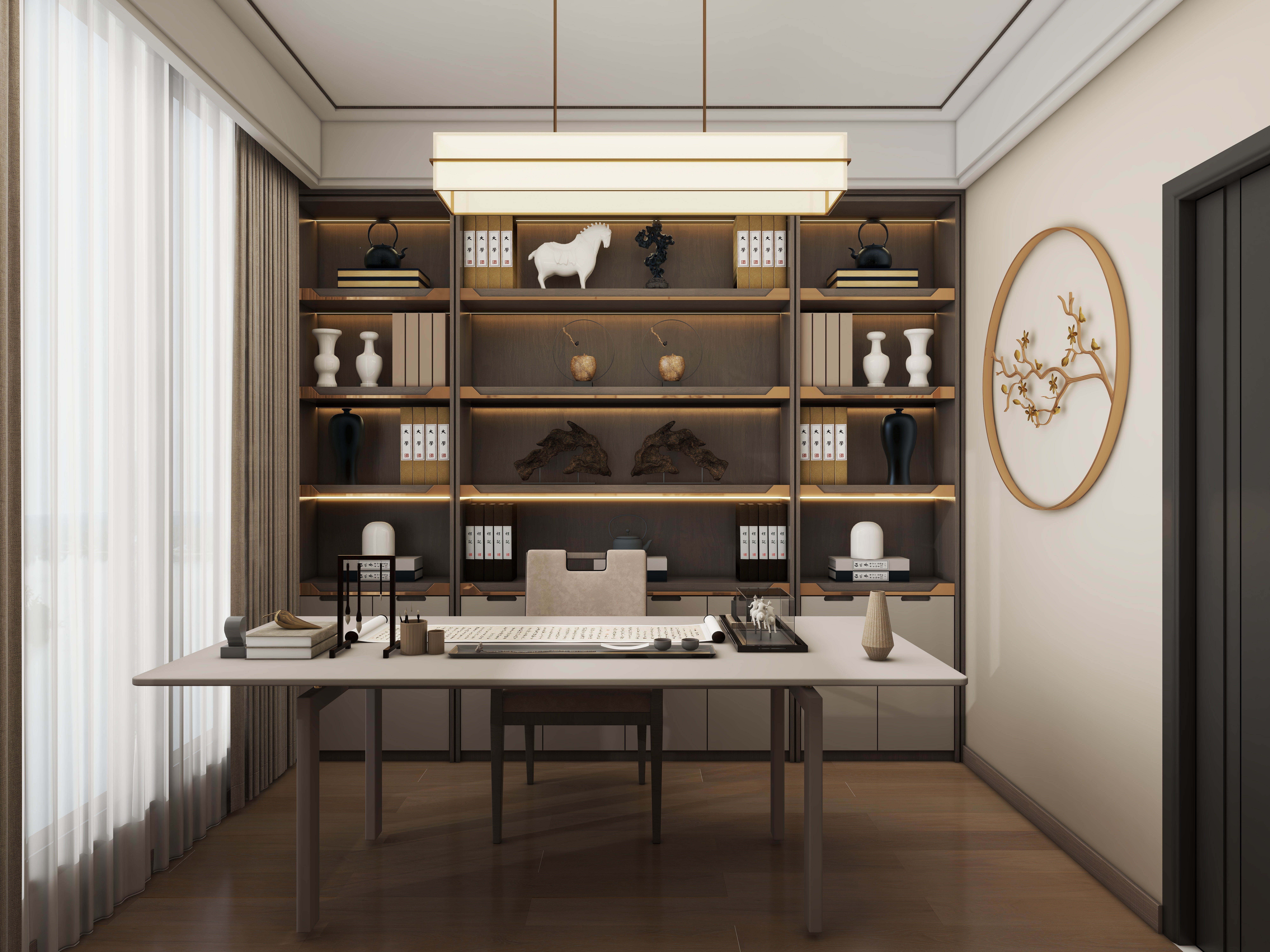 壹诺设计工作室-新中式别墅装修效果图