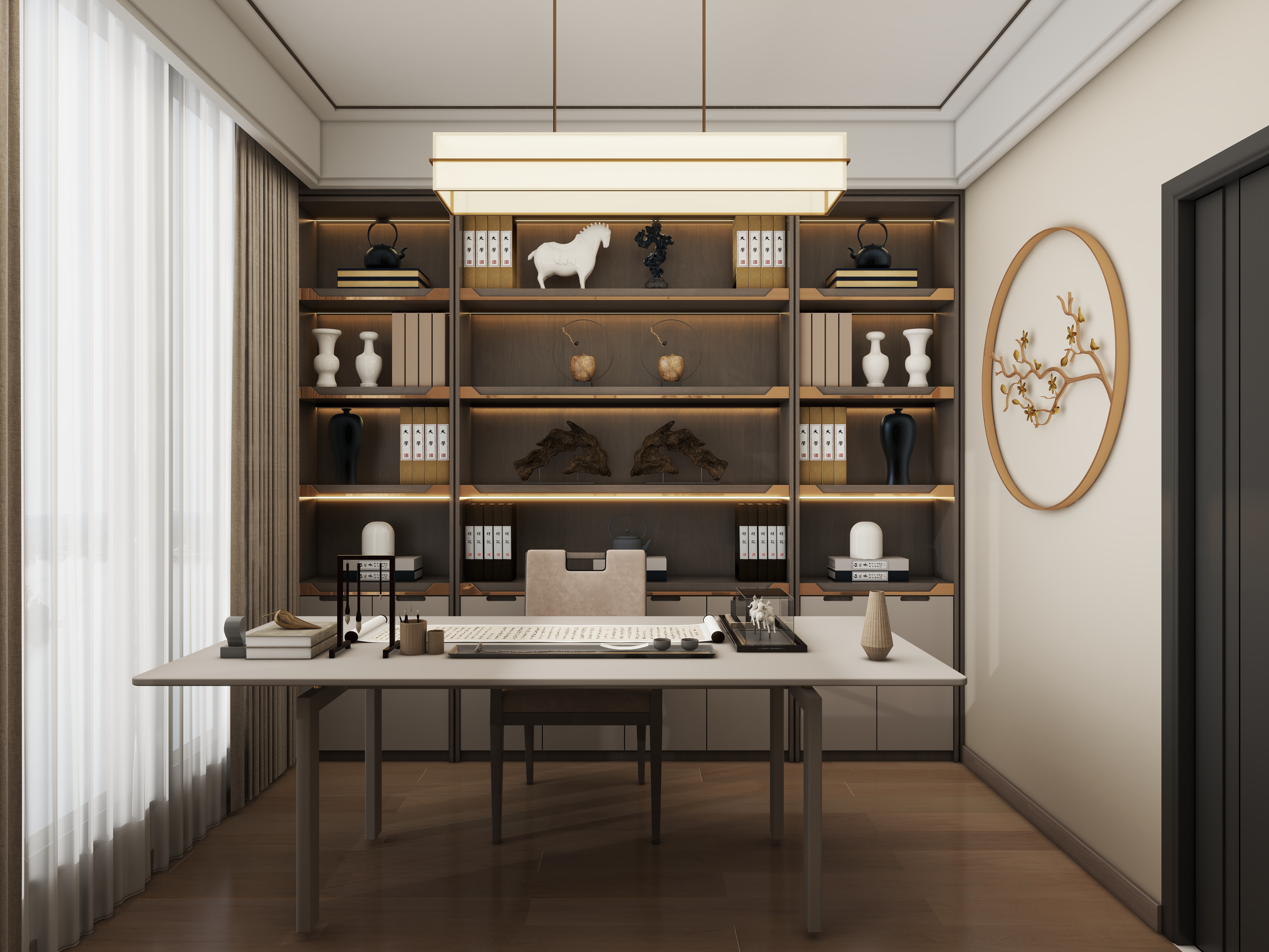 壹诺设计工作室-新中式别墅装修效果图