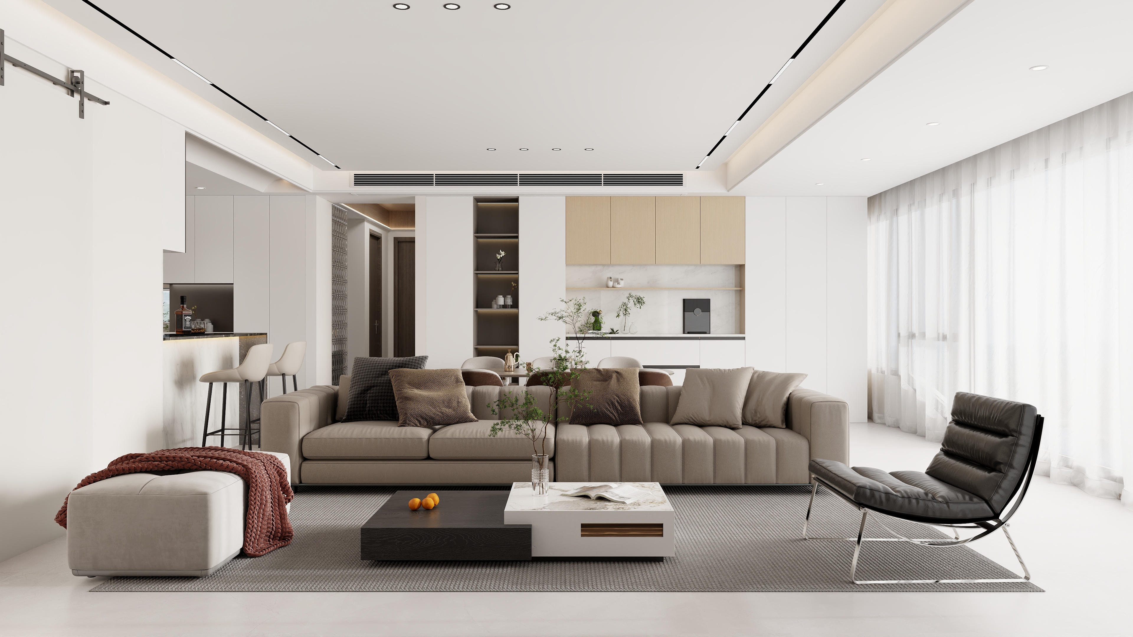 书涵|Harder-【雨朵】158m²简约时尚设计4室装修效果图