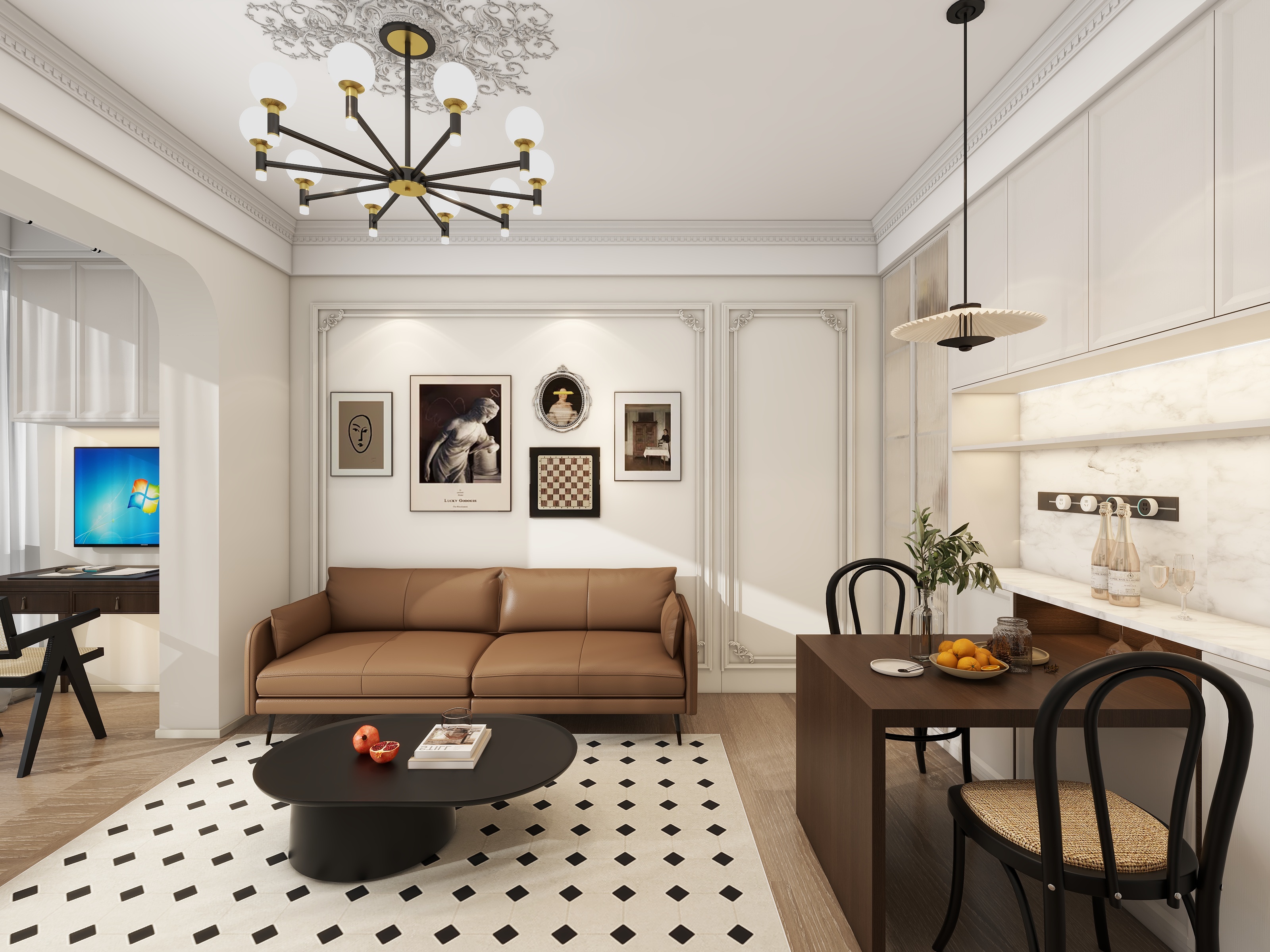 CreamDesign-复古法式两室一厅装修效果图