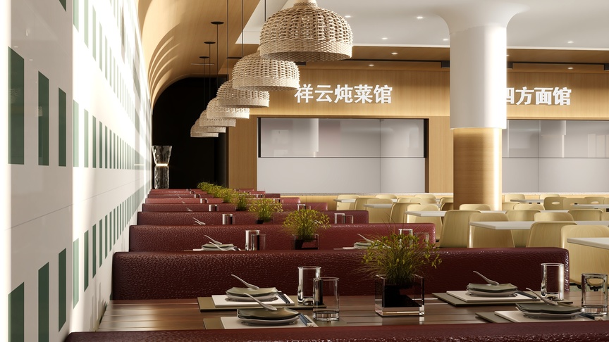 方源设计-潍坊学院食堂1860㎡装修效果图
