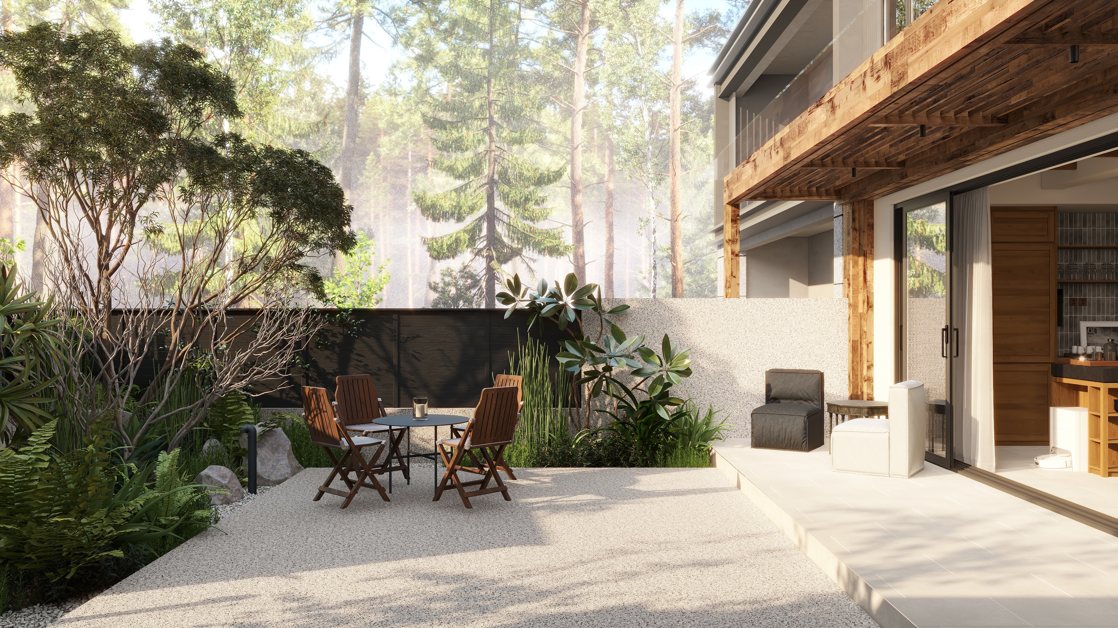 熬暖酱-重庆绿城春熙云庐自然主义私宅一层后院装修效果图第3张