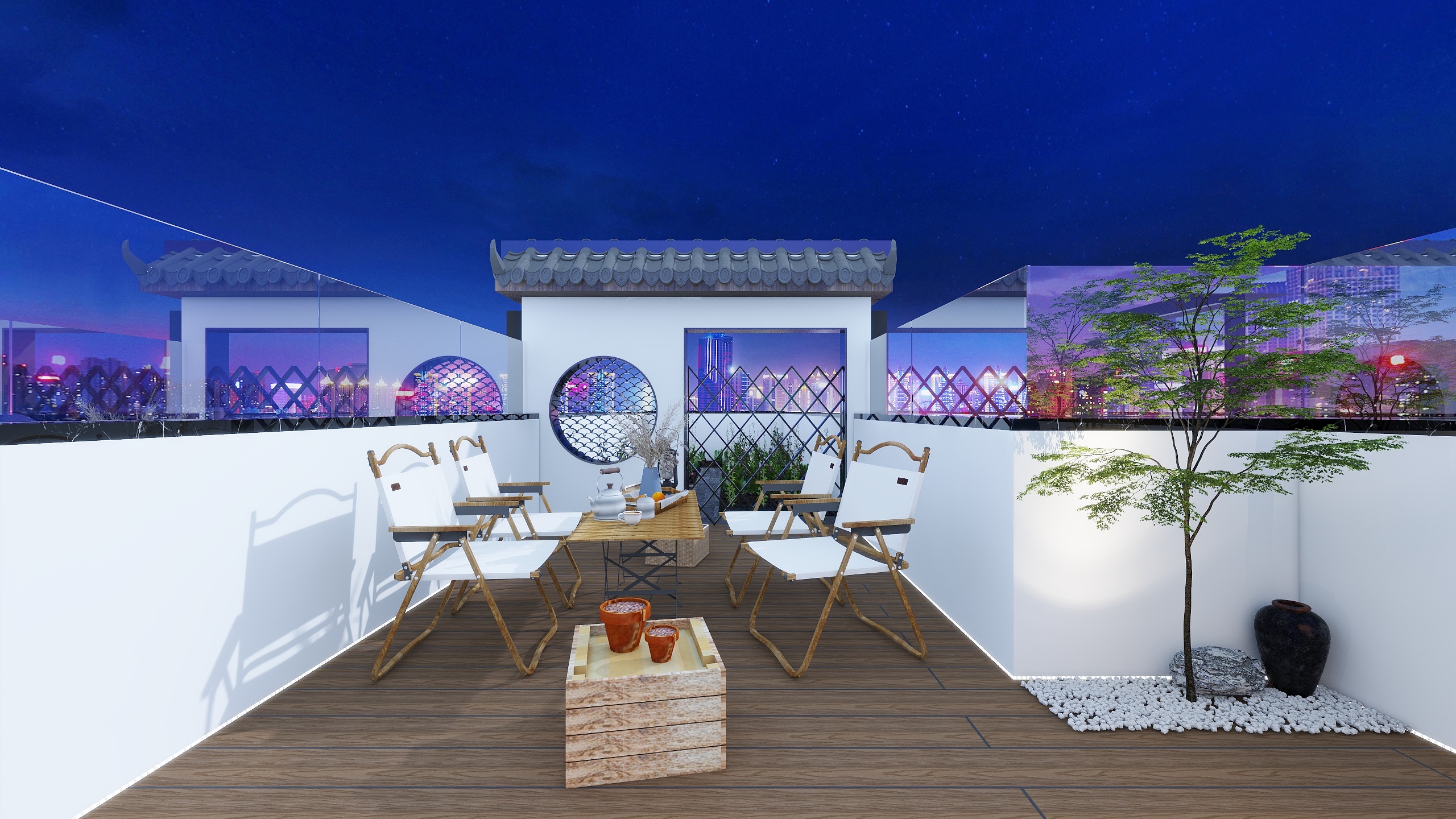 神马云在线-<湖光月夜> 屋顶花园装修效果图