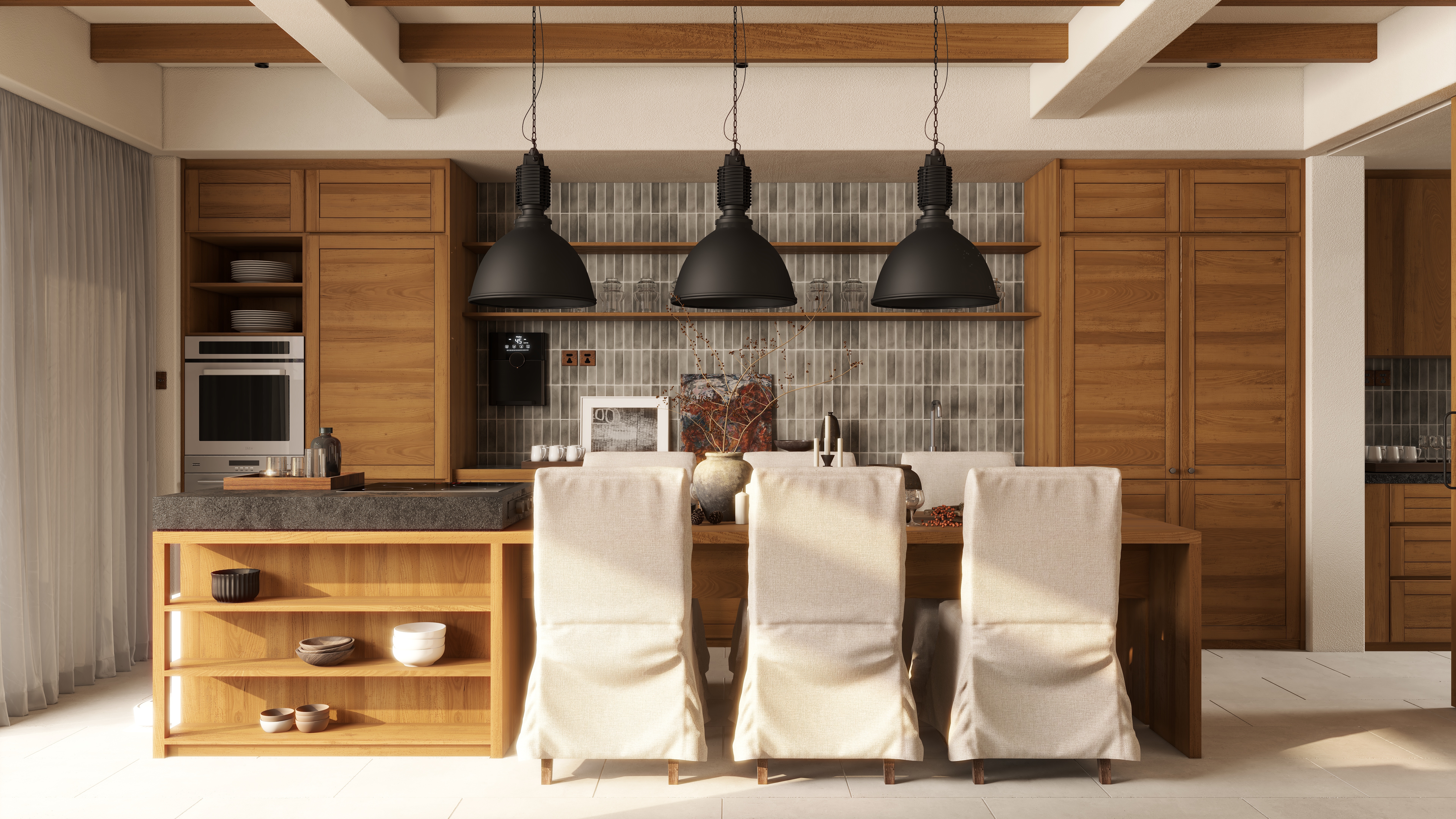 熬暖酱-重庆绿城春熙云庐自然主义私宅一层客餐厅装修效果图第5张