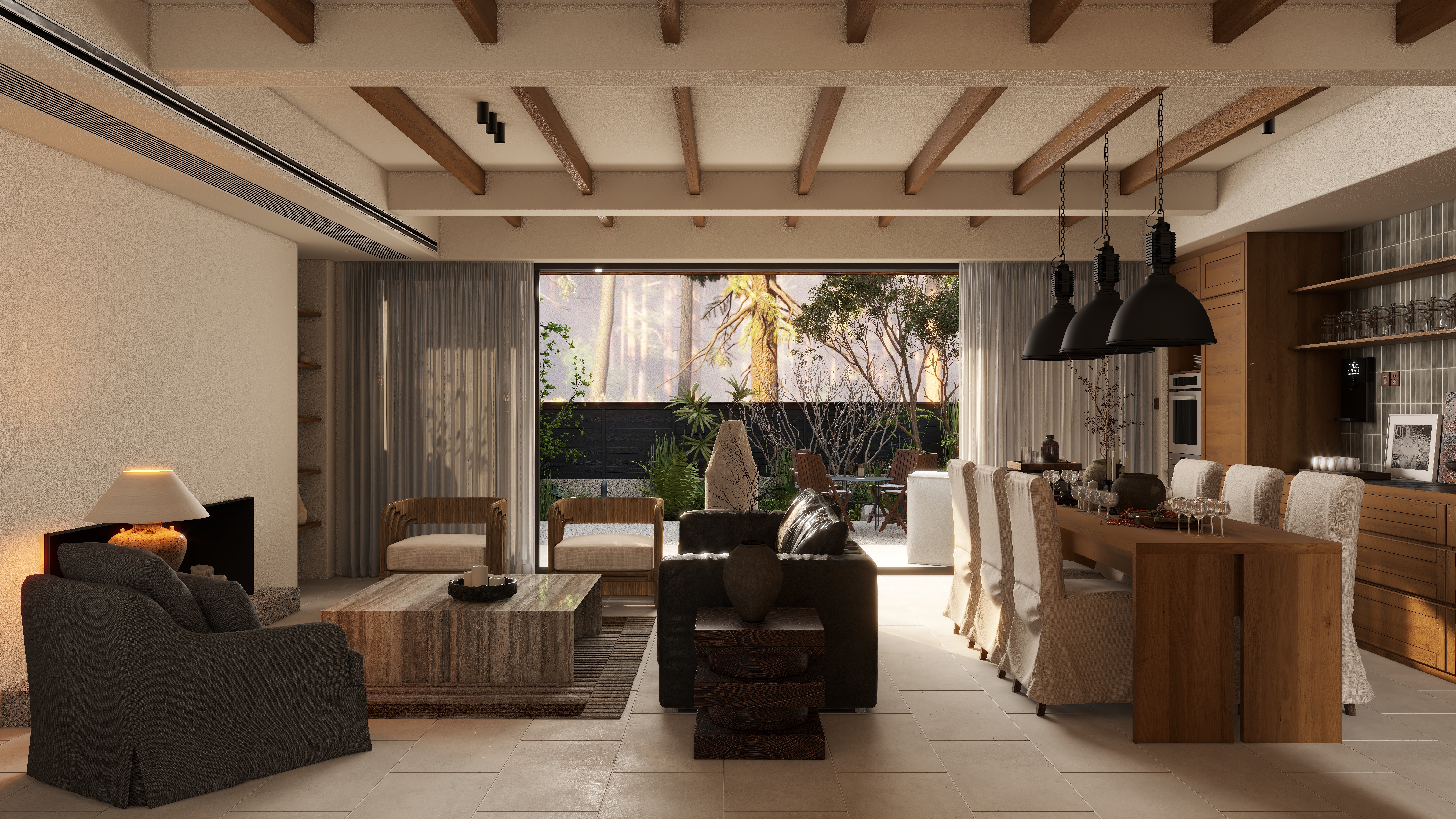 熬暖酱-重庆绿城春熙云庐自然主义私宅一层客餐厅装修效果图第3张