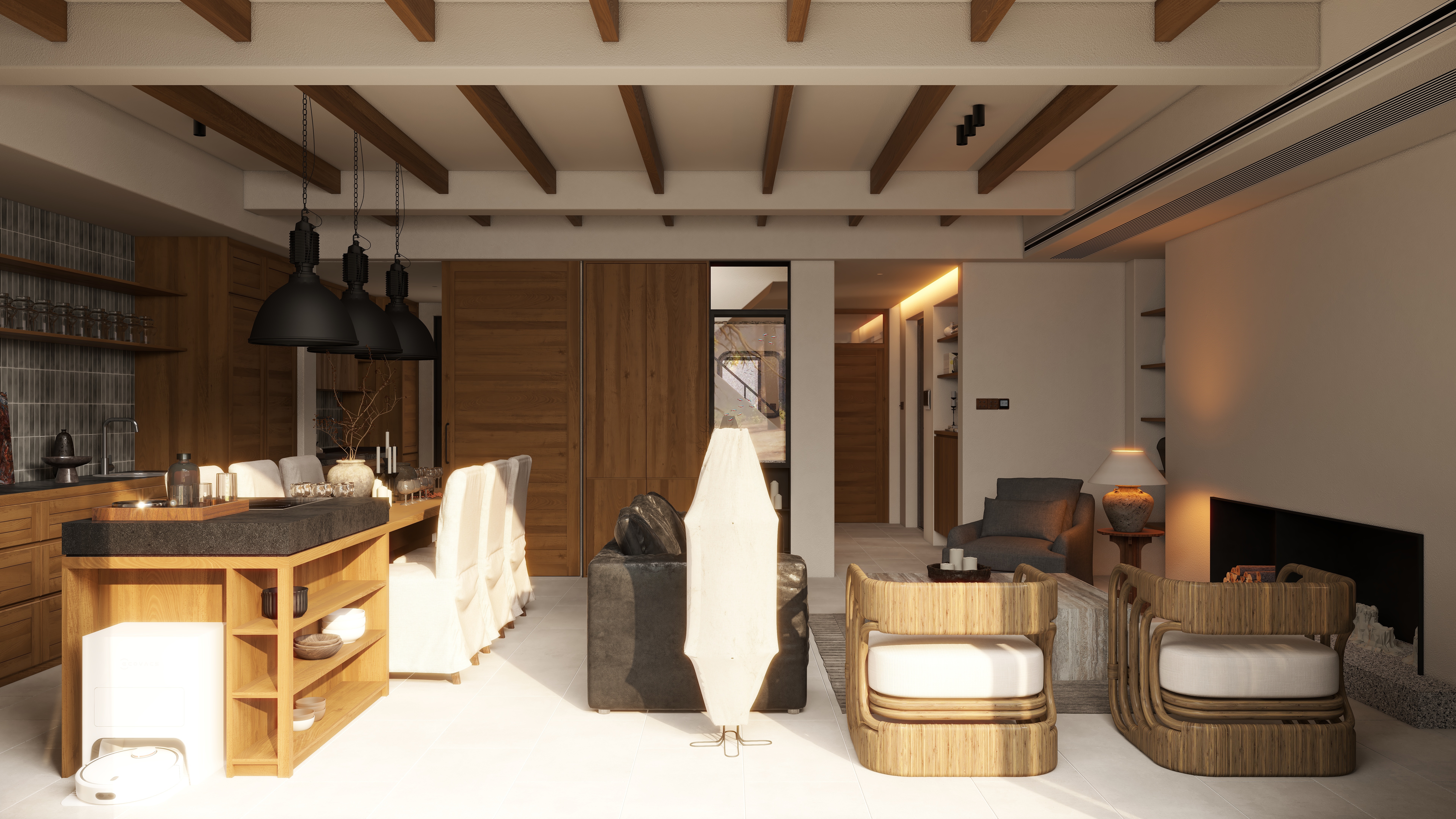 熬暖酱-重庆绿城春熙云庐自然主义私宅一层客餐厅装修效果图第4张