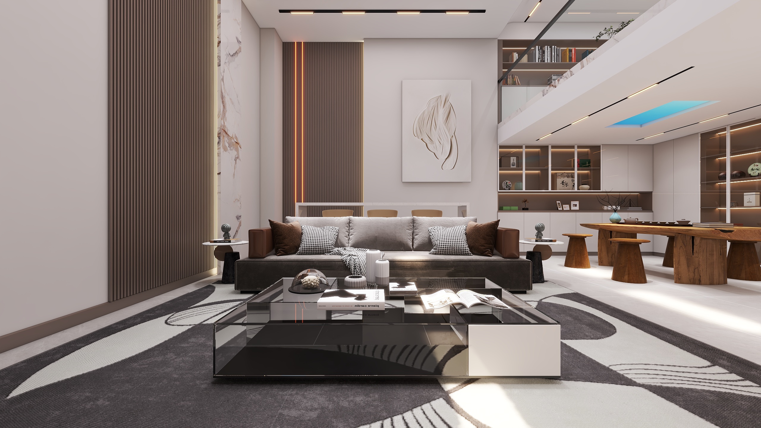 成爽-四川成都春和天骄（303平方现代简约复式底跃五居室）装修效果图