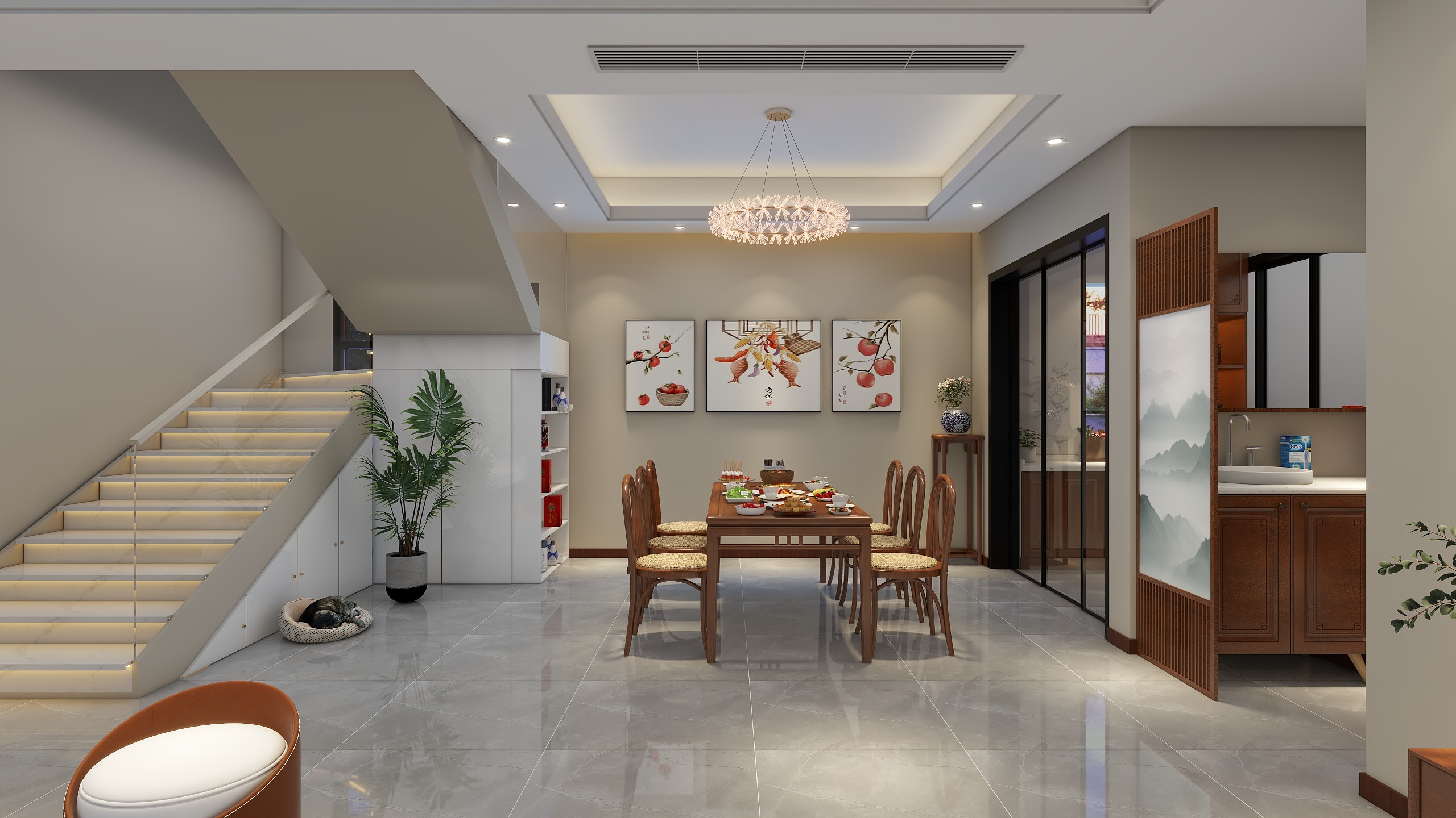 天策府设计李-新中式美式混搭小别墅-装修设计方案