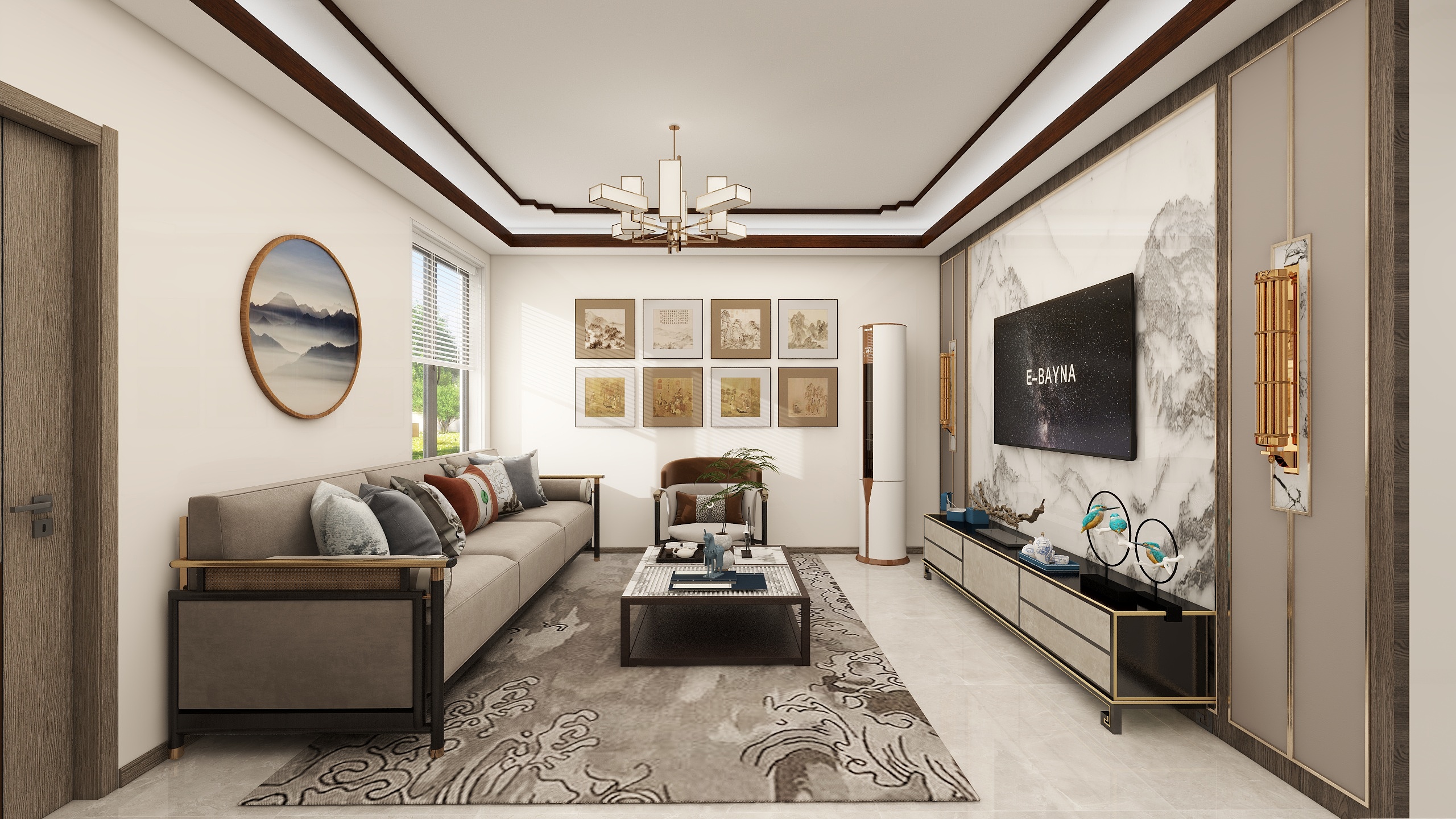 白鹭为郡-锦绣澜庭d户型新中式装修效果图