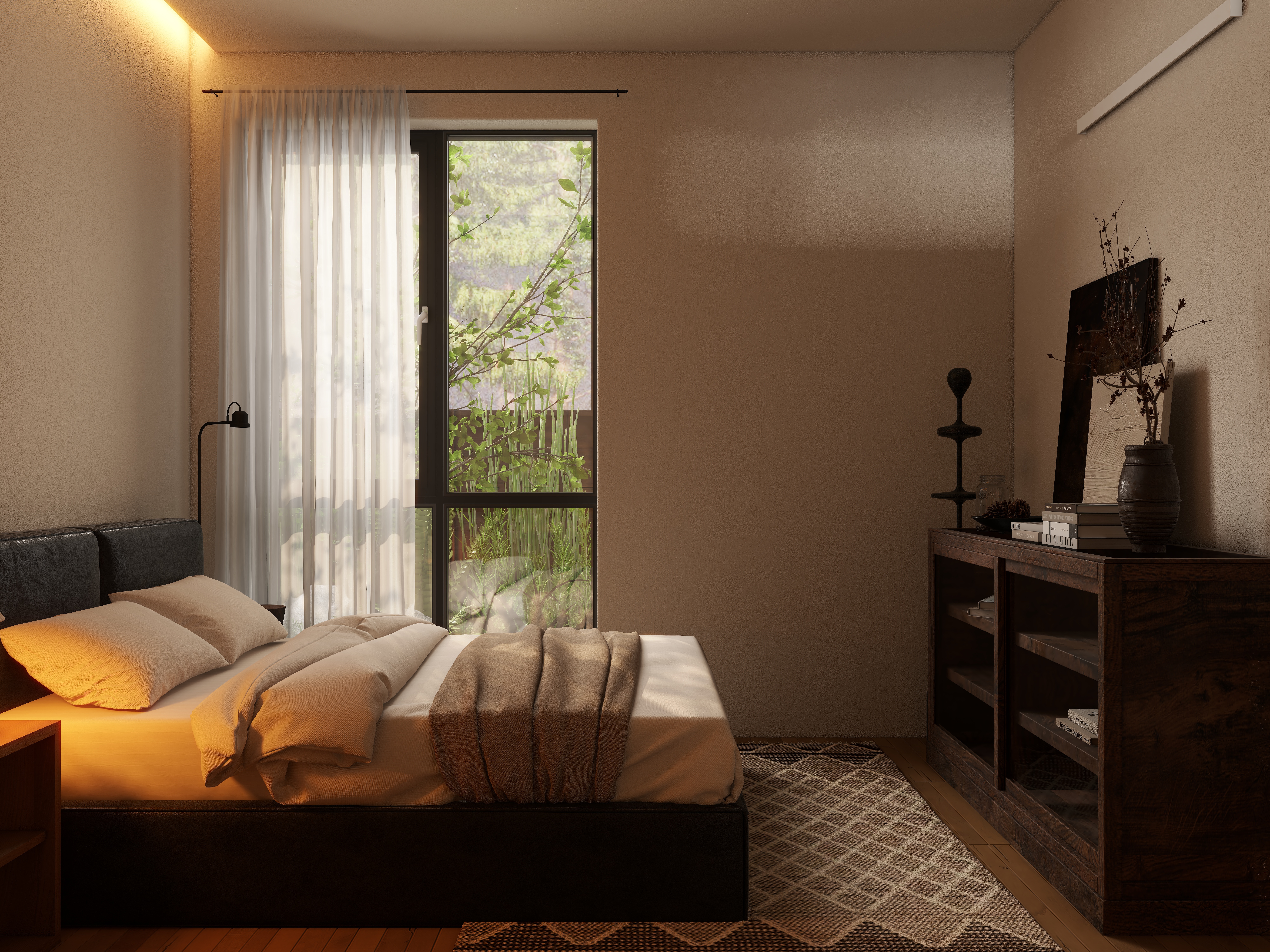 熬暖酱-重庆绿城春熙云庐自然主义私宅一层老人房装修效果图第2张