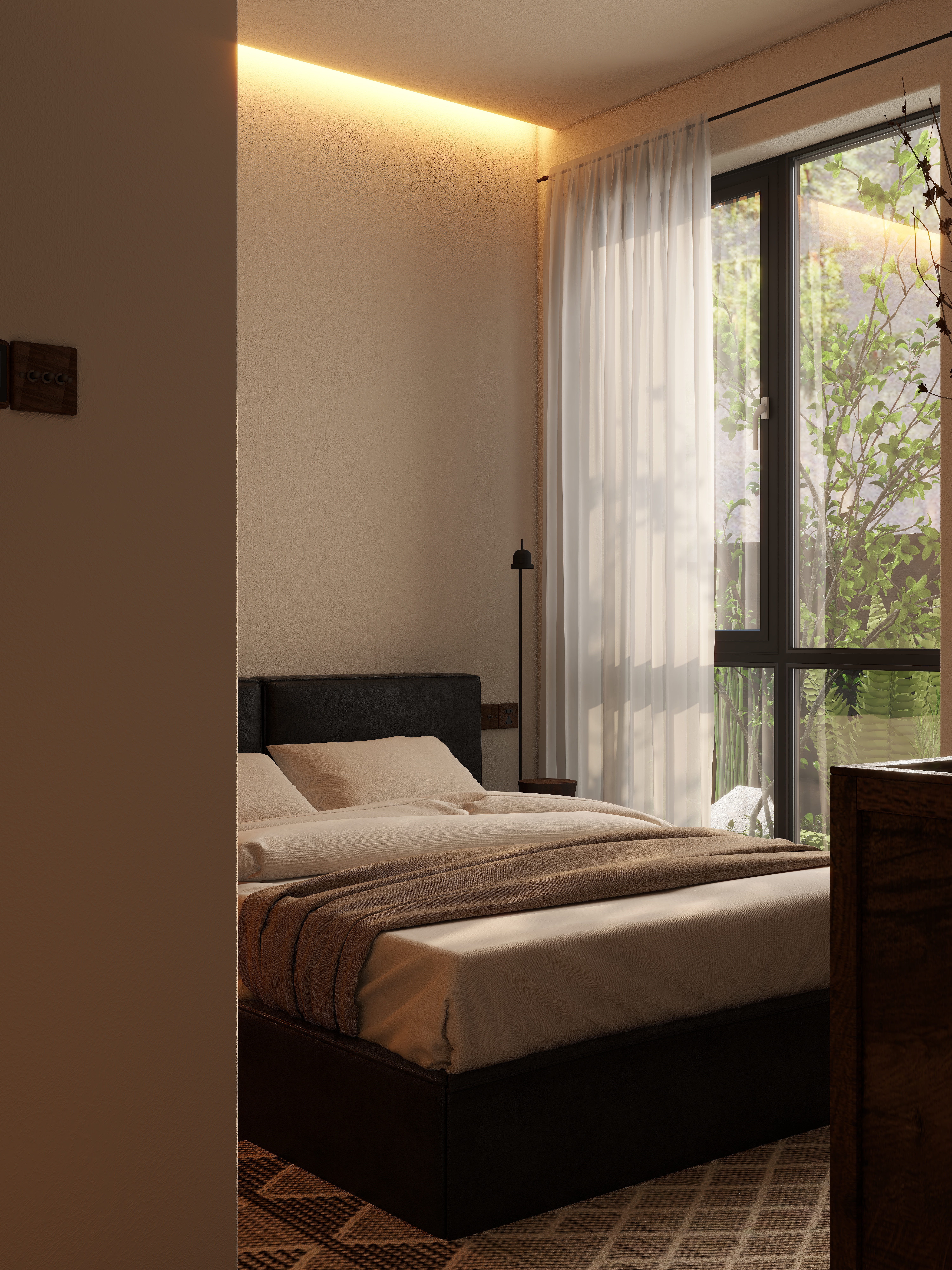 熬暖酱-重庆绿城春熙云庐自然主义私宅一层老人房装修效果图第5张