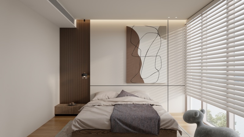 Modern Minimalist Bedroom with Beige Tone
