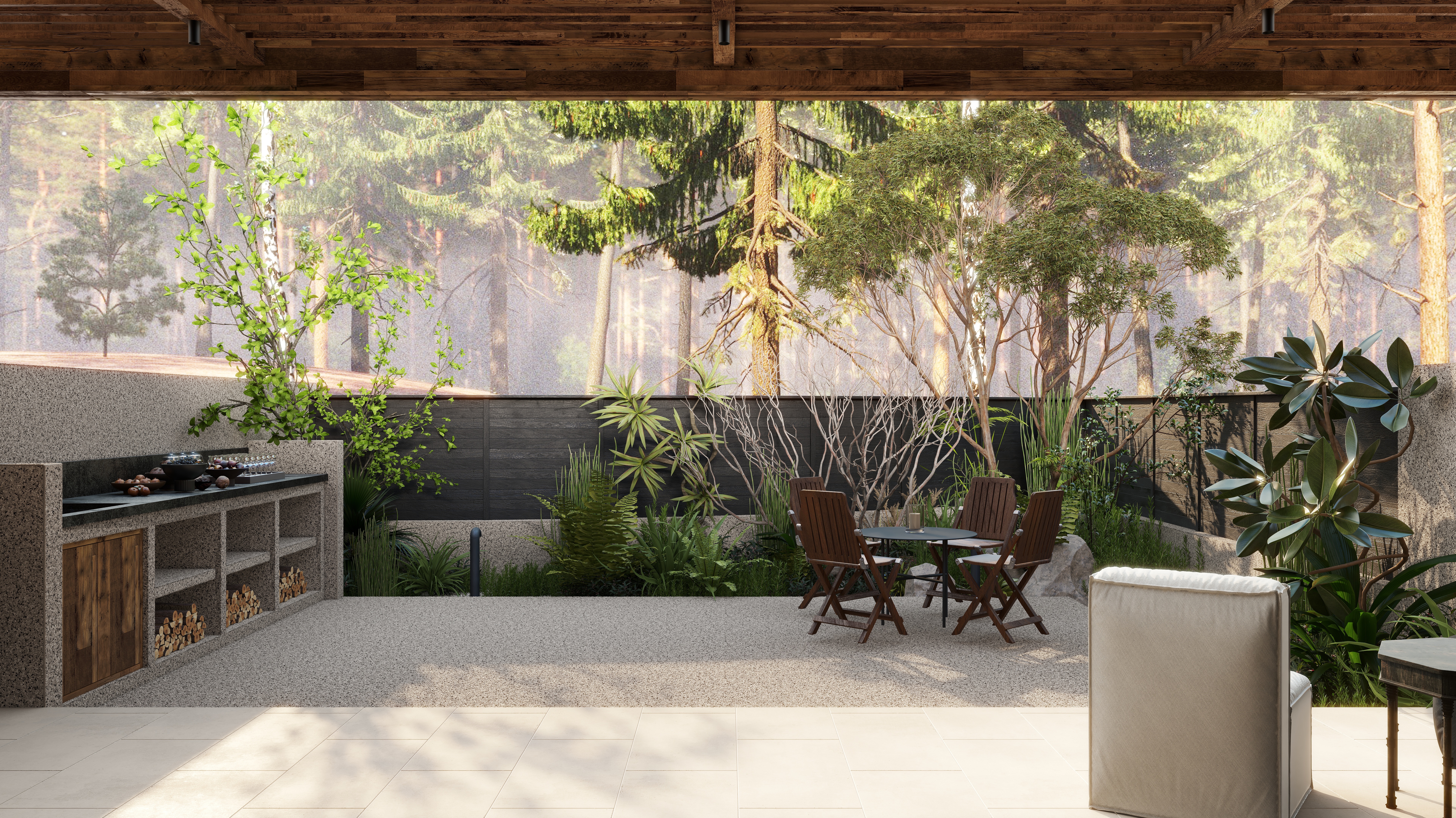 熬暖酱-重庆绿城春熙云庐自然主义私宅一层后院装修效果图第2张