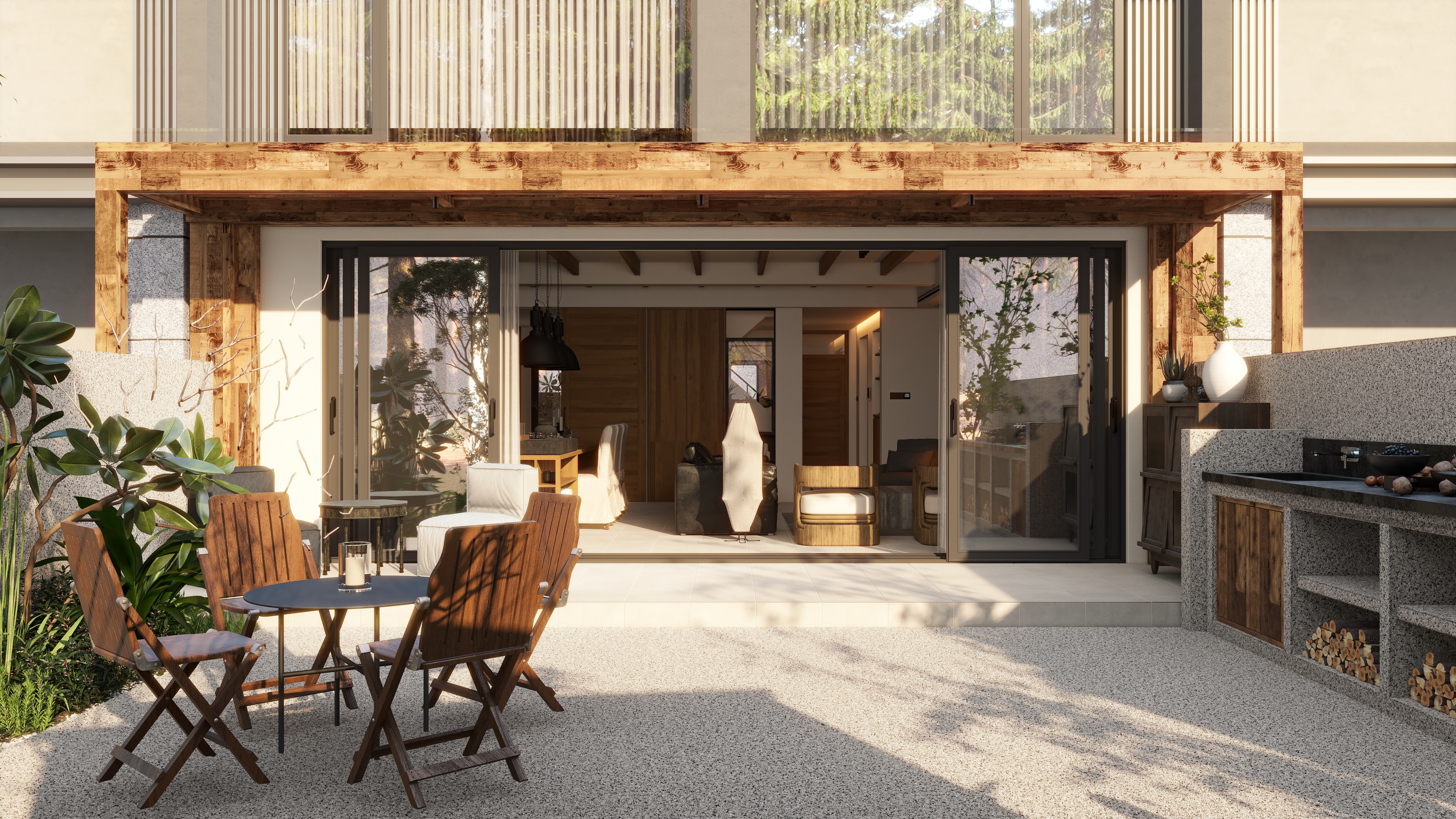 熬暖酱-重庆绿城春熙云庐自然主义私宅一层后院装修效果图第1张