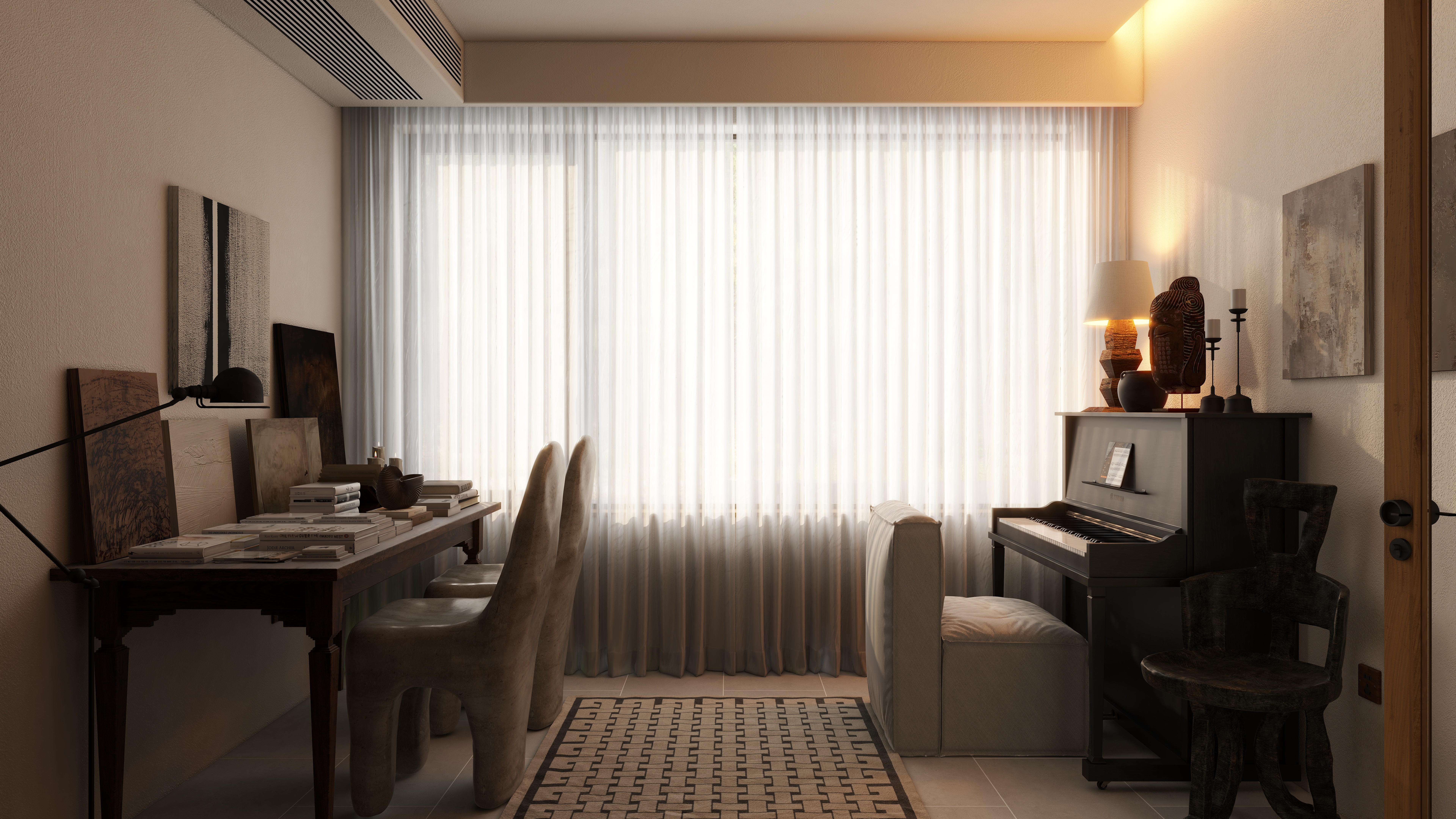 熬暖酱-重庆绿城春熙云庐自然主义私宅二层书房装修效果图第2张