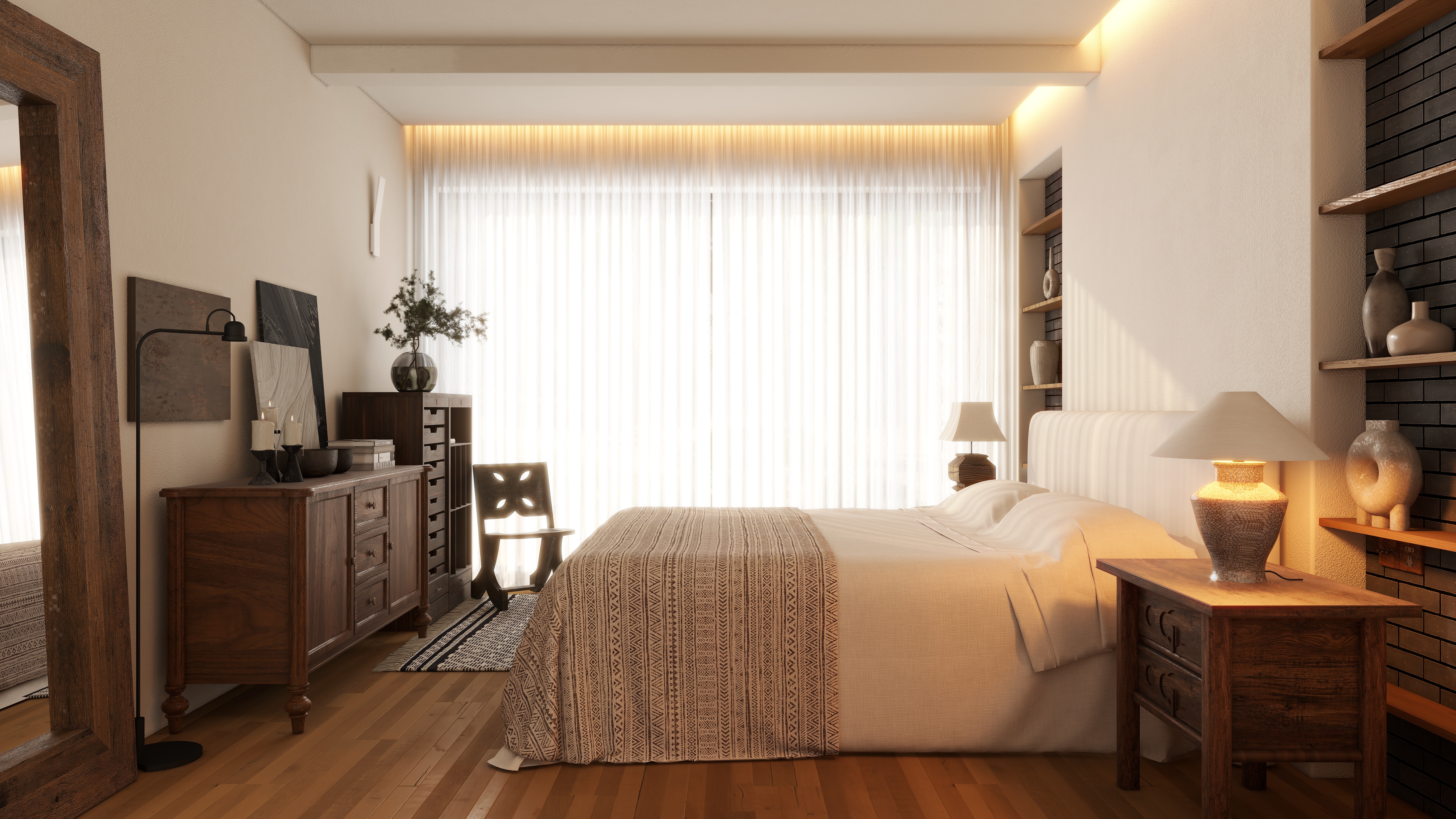 熬暖酱-重庆绿城春熙云庐自然主义私宅二层主卧装修效果图第3张