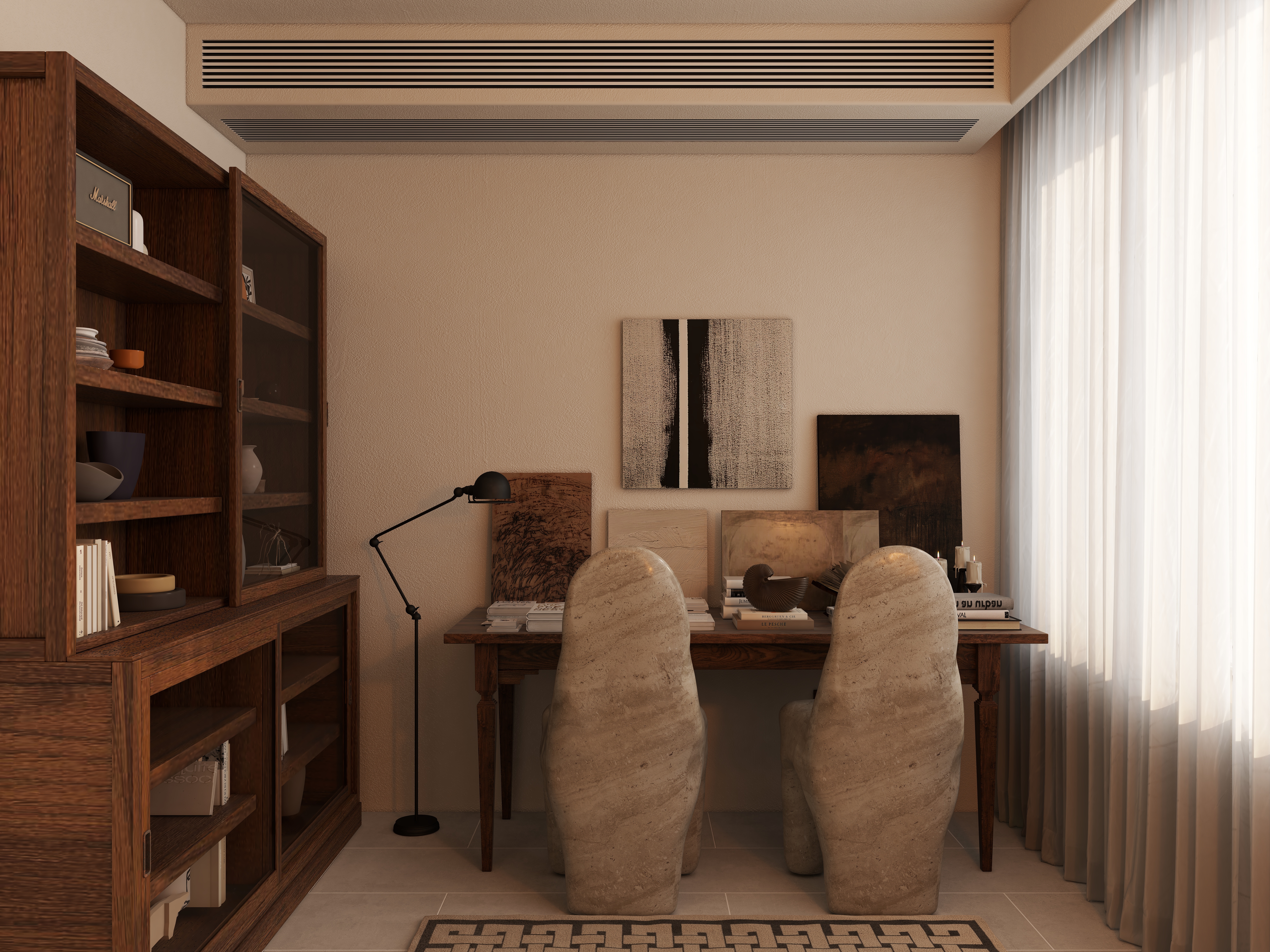 熬暖酱-重庆绿城春熙云庐自然主义私宅二层书房装修效果图第1张