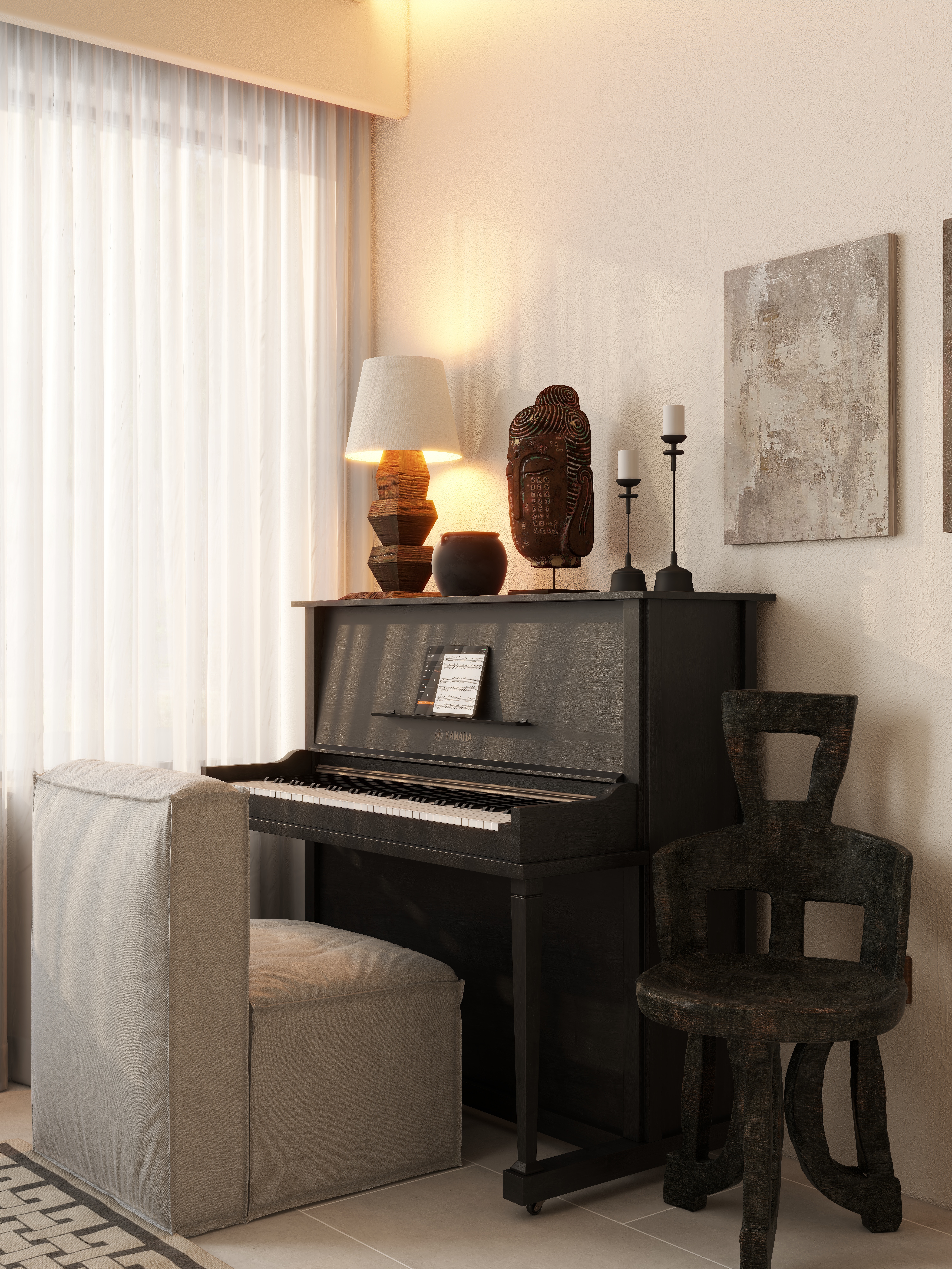 熬暖酱-重庆绿城春熙云庐自然主义私宅二层书房装修效果图第3张