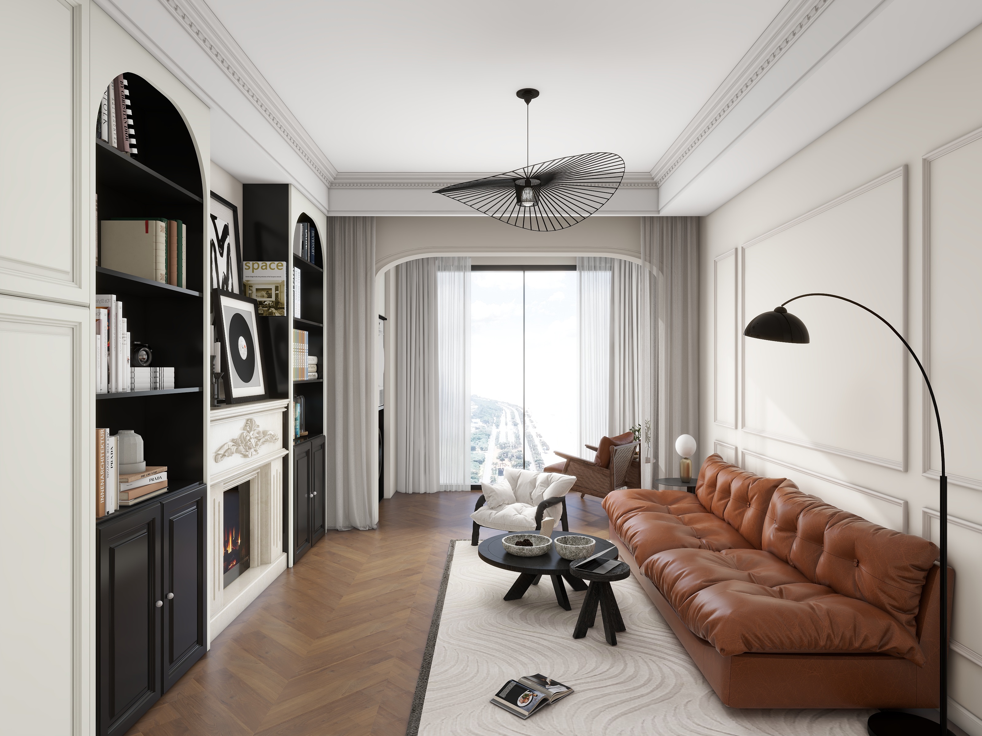 雾隐青山F-法式复古风客餐厅-装修设计方案