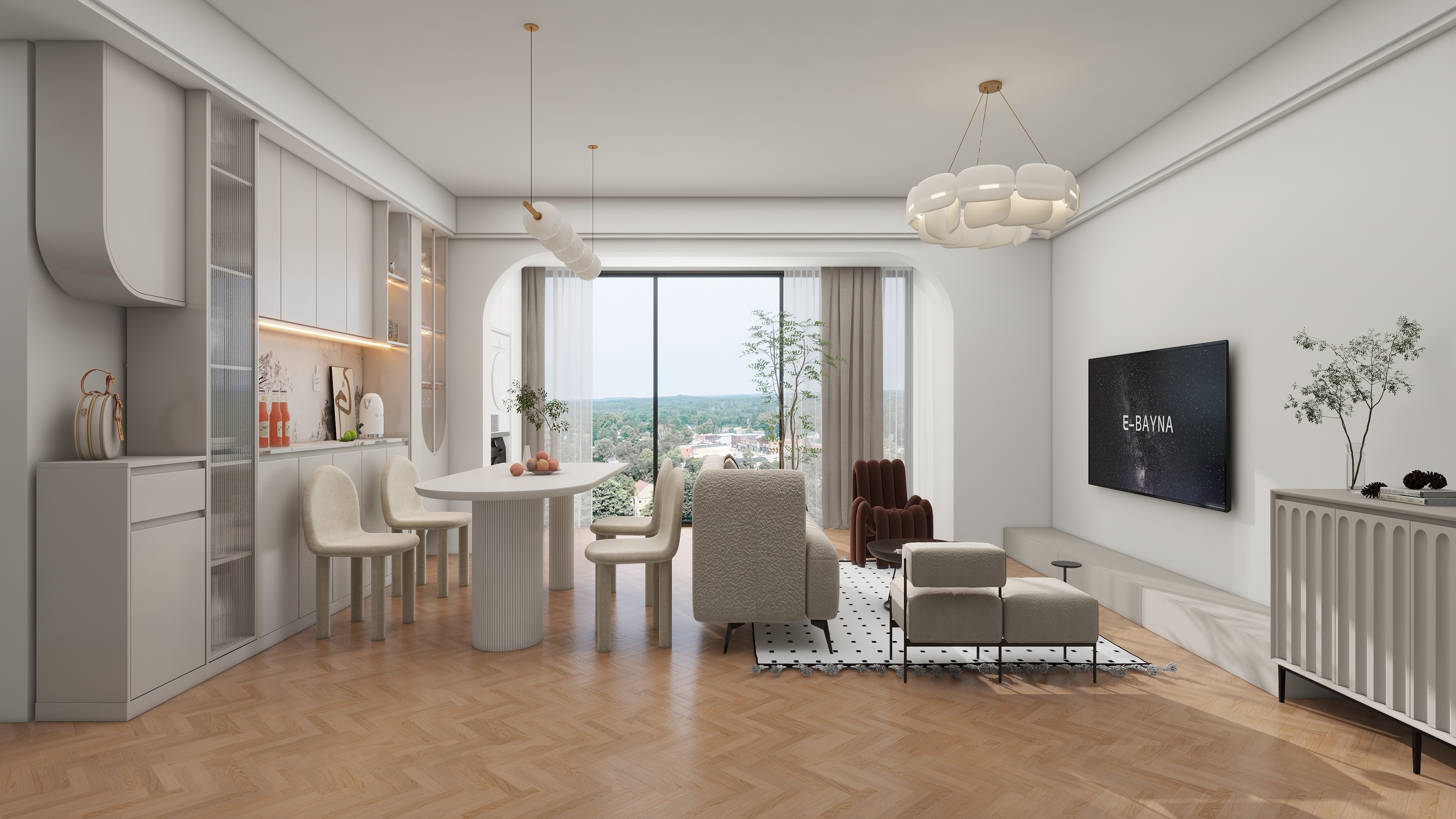 Jerry-空间设计-奶油88㎡3室装修效果图