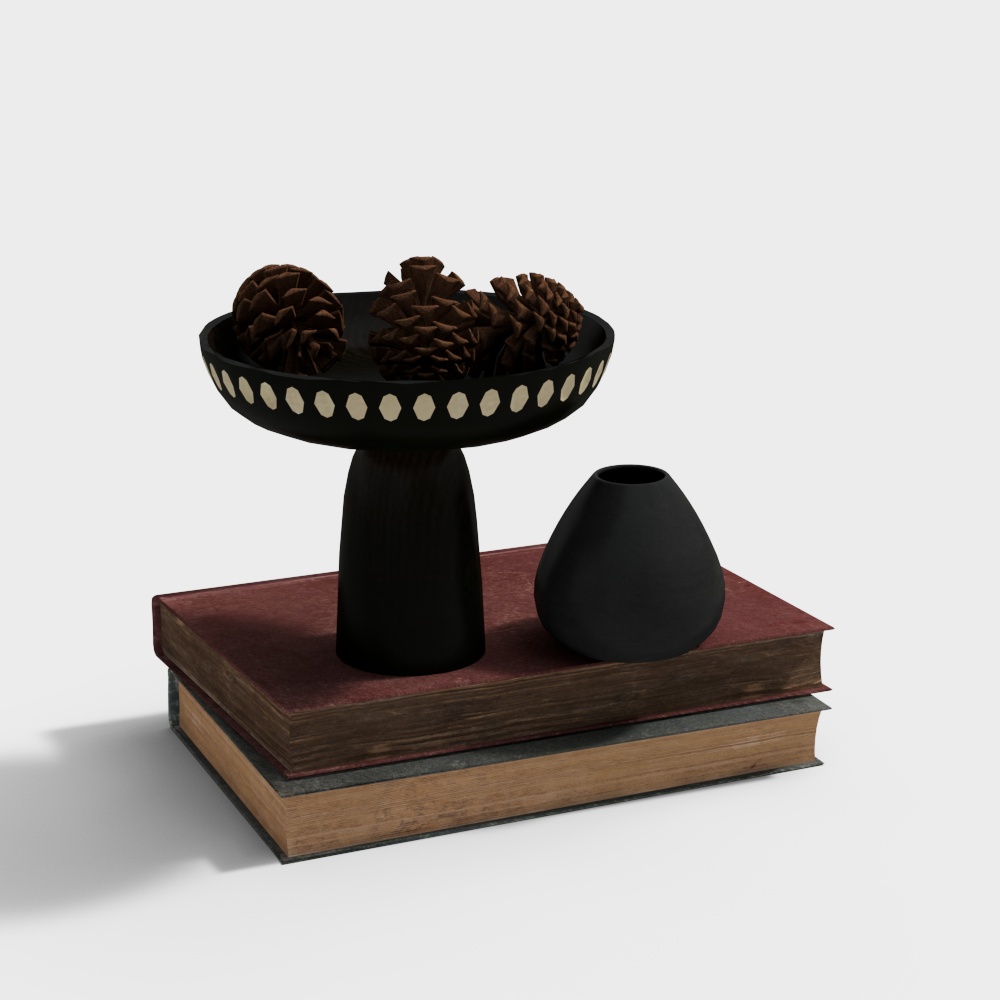 现代书籍器皿摆件3D模型