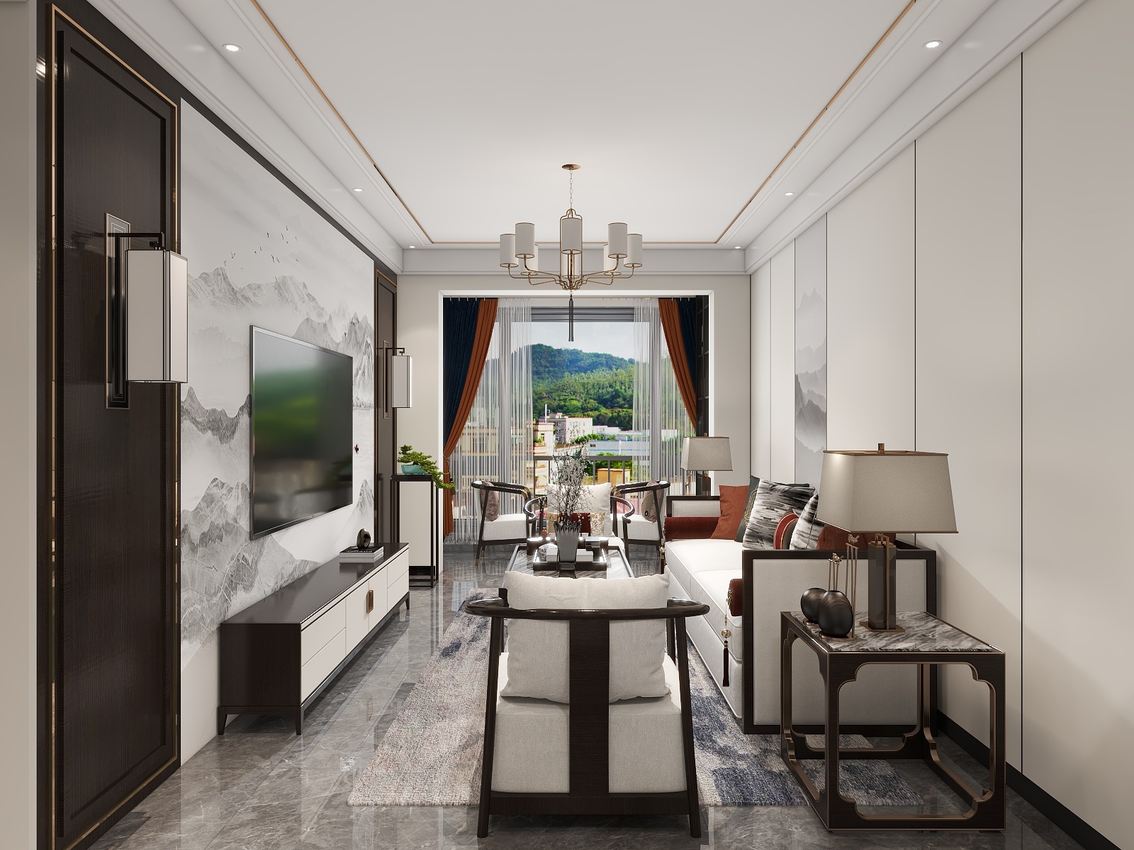 驰中装饰许工-文汇苑新中式83㎡3室装修效果图