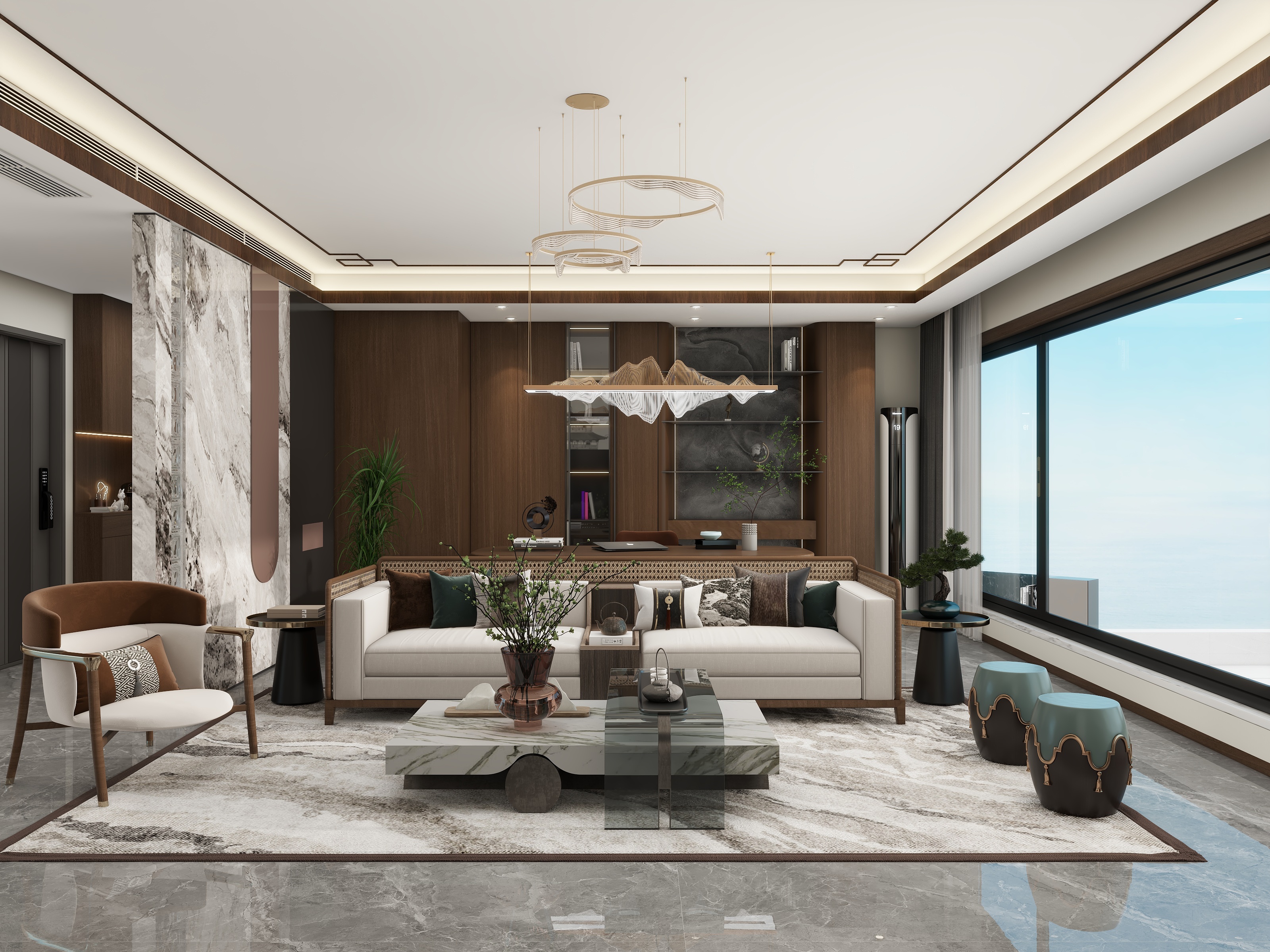 李青越-270平方新中式复式二层装修效果图